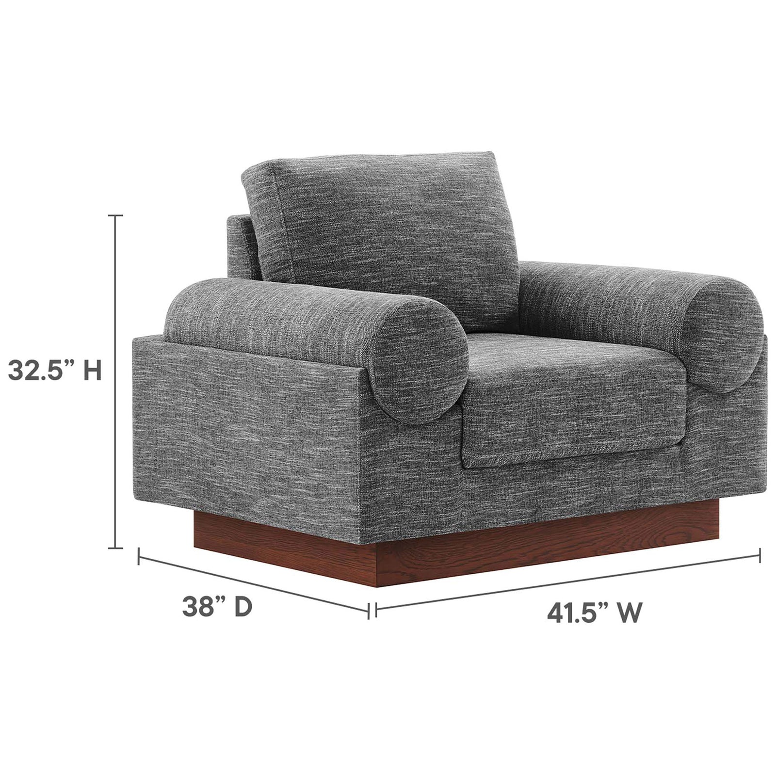 Spacious armchair with generous proportions for lounge-ready comfort || EEI-6402-GRY || dimension_studio