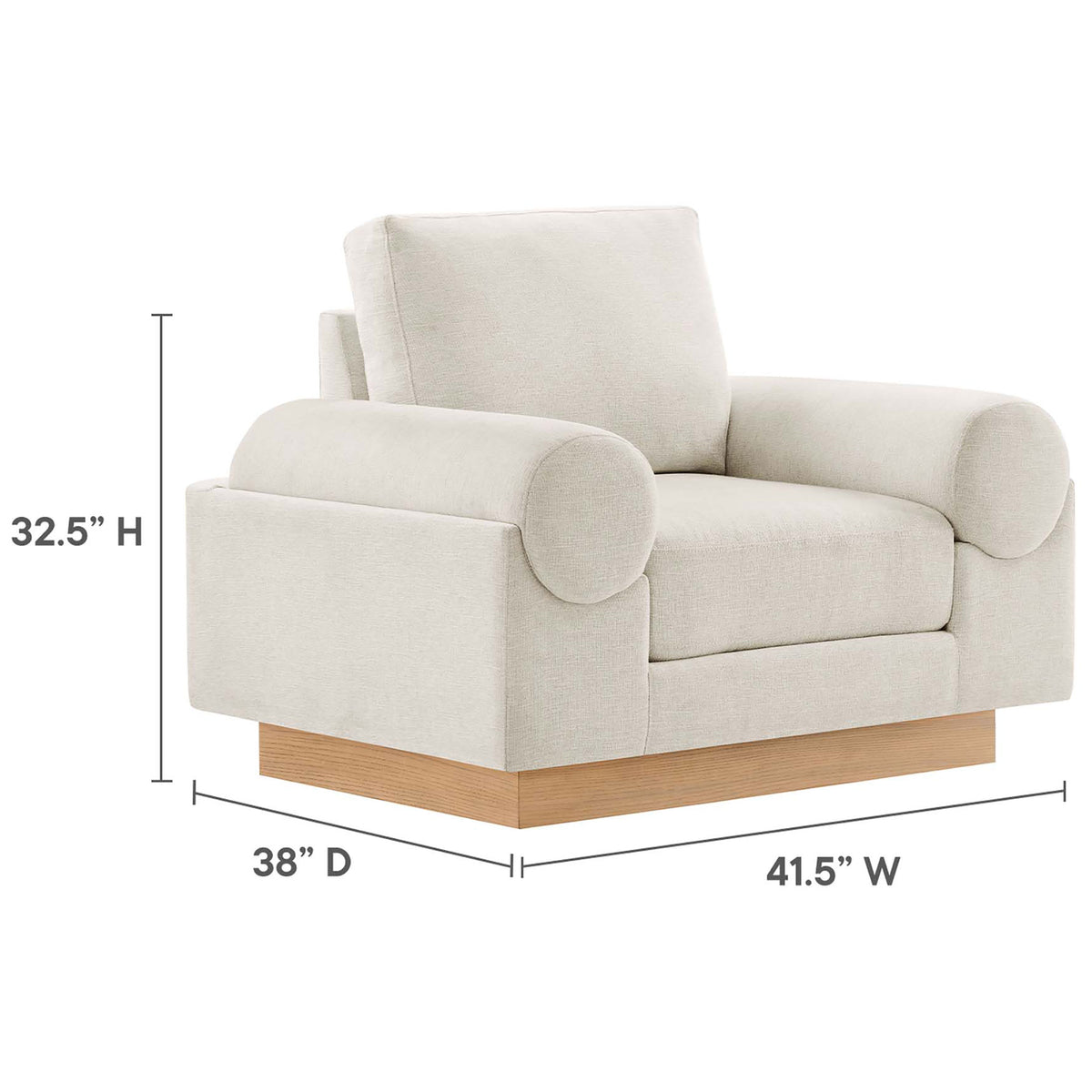 Dimensions: 32.5 in H x 41.5 in W x 38 in D for easy space planning || EEI-6402-IVO || dimension_studio