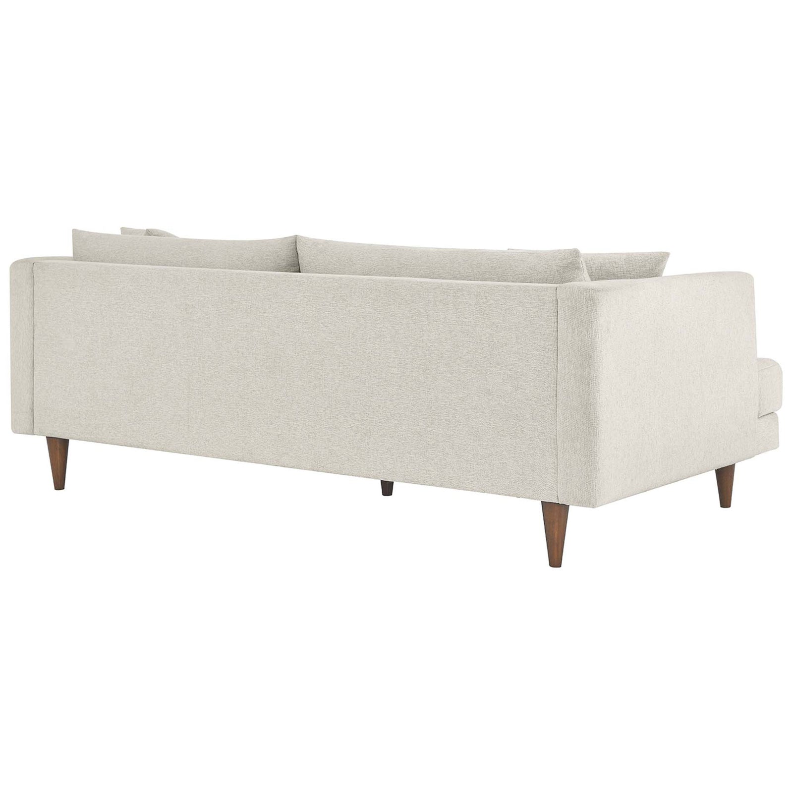 Tailored ivory sofa back with clean lines and neatly fitted upholstery. || EEI-6405-HEI || back_studio