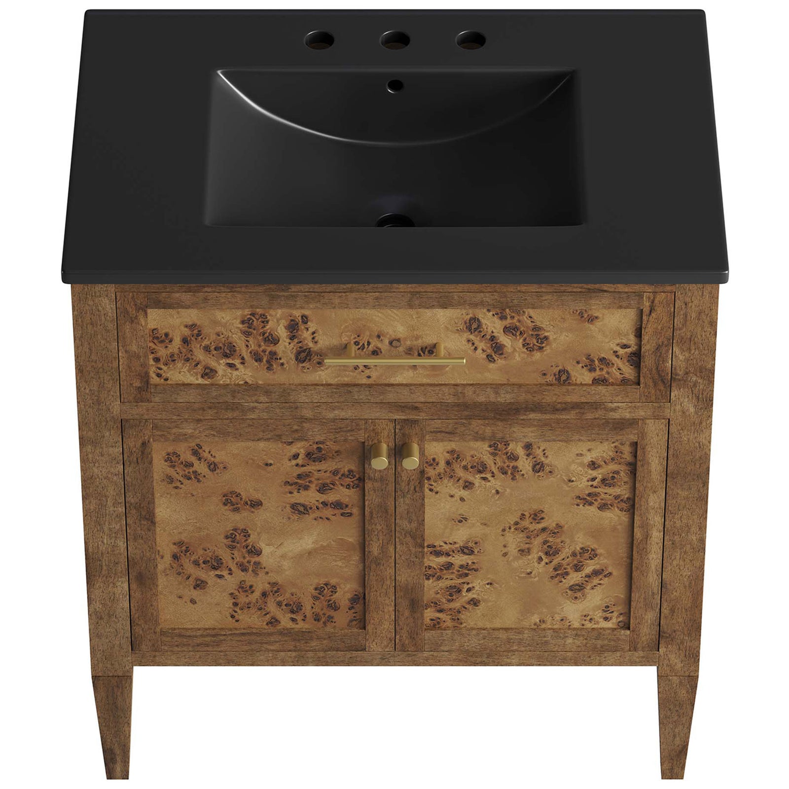 Spacious ceramic top with 8-inch widespread drilling offers room to rinse and prep || EEI-6446-BLK-BRN || top_studio