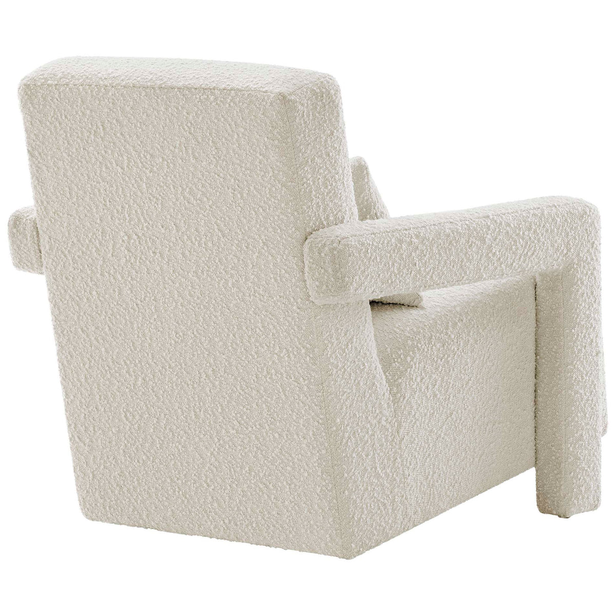 Sculpted back and squared arms wrapped in soft, nubby ivory boucle || EEI-6475-IVO || back_angle_studio