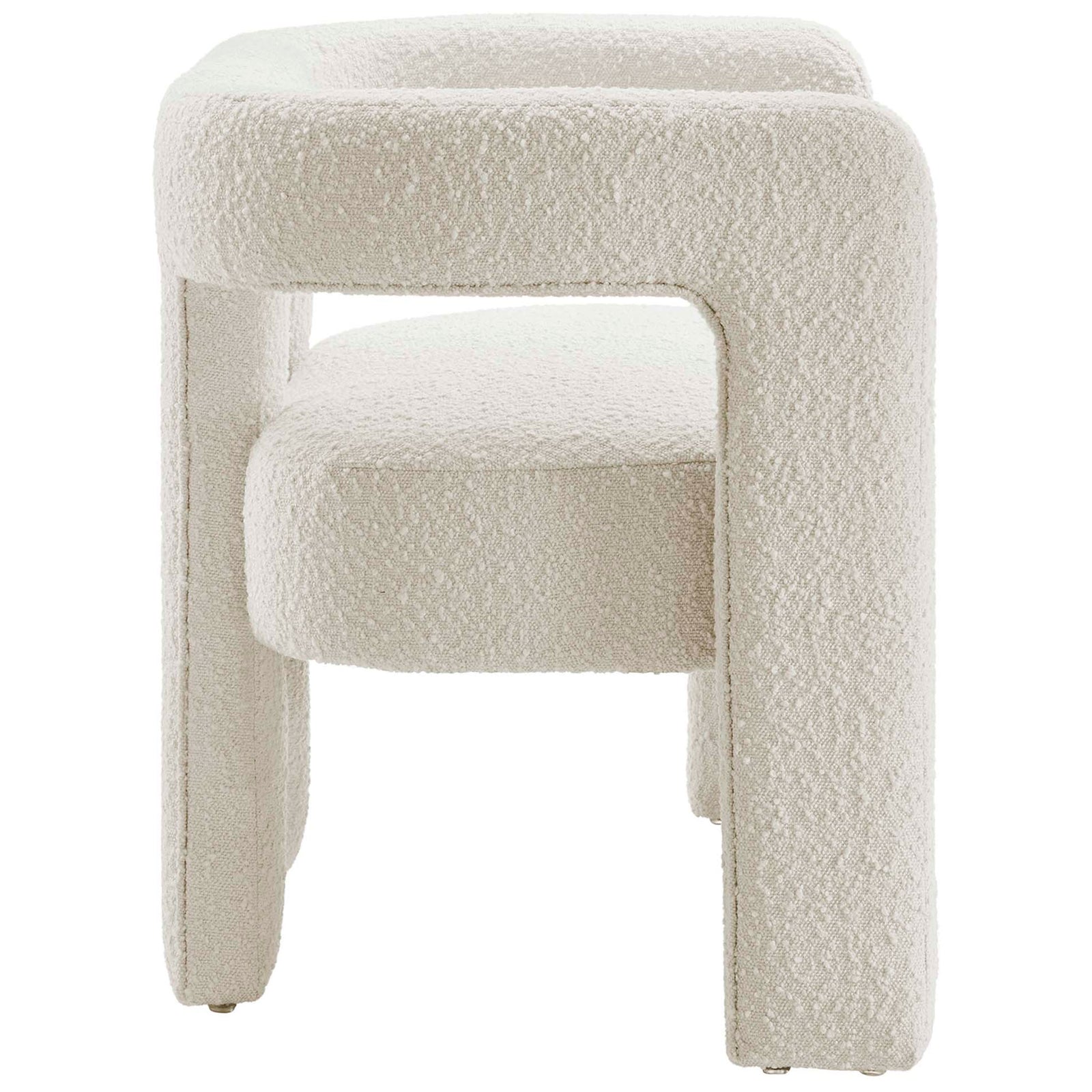 Compact ivory boucle loveseat with wraparound backrest and slim, space-saving depth || EEI-6477-IVO || side_studio