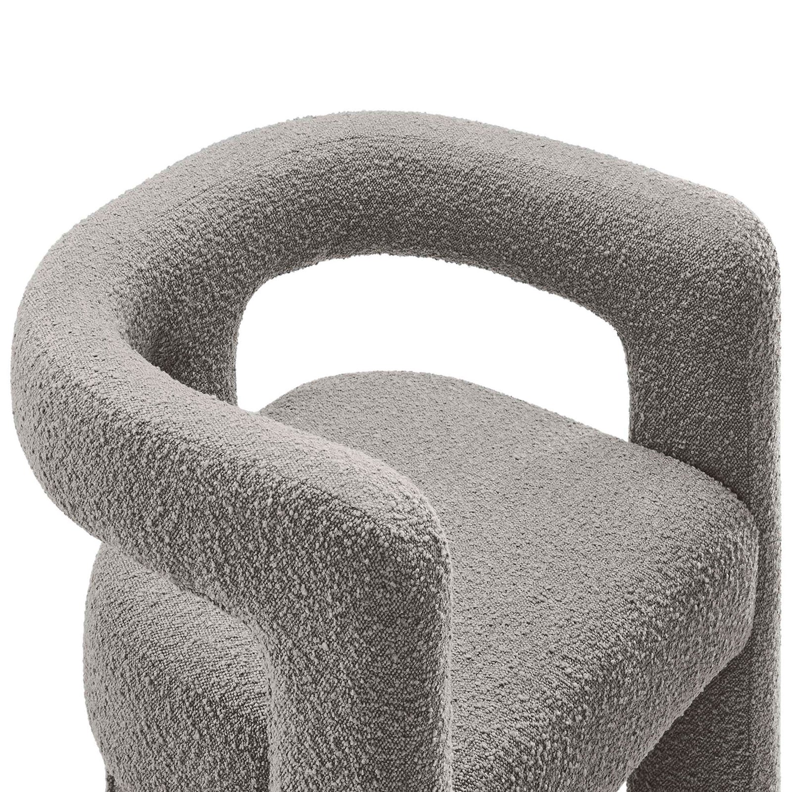 Soft, nubby boucle texture and generously padded seat with rounded armrest || EEI-6479-LGR || detail_studio