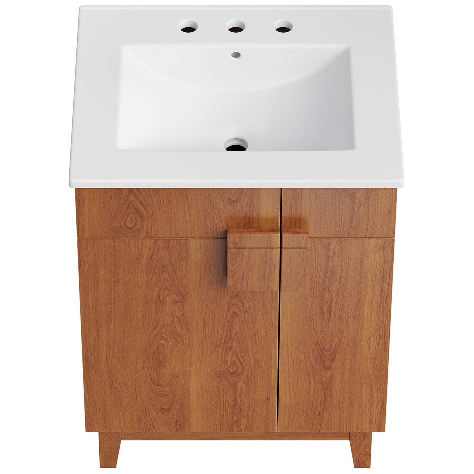 Integrated ceramic sink with 8-inch widespread holes and a softly curved basin. || EEI-6482-WHI-WAL || top_studio