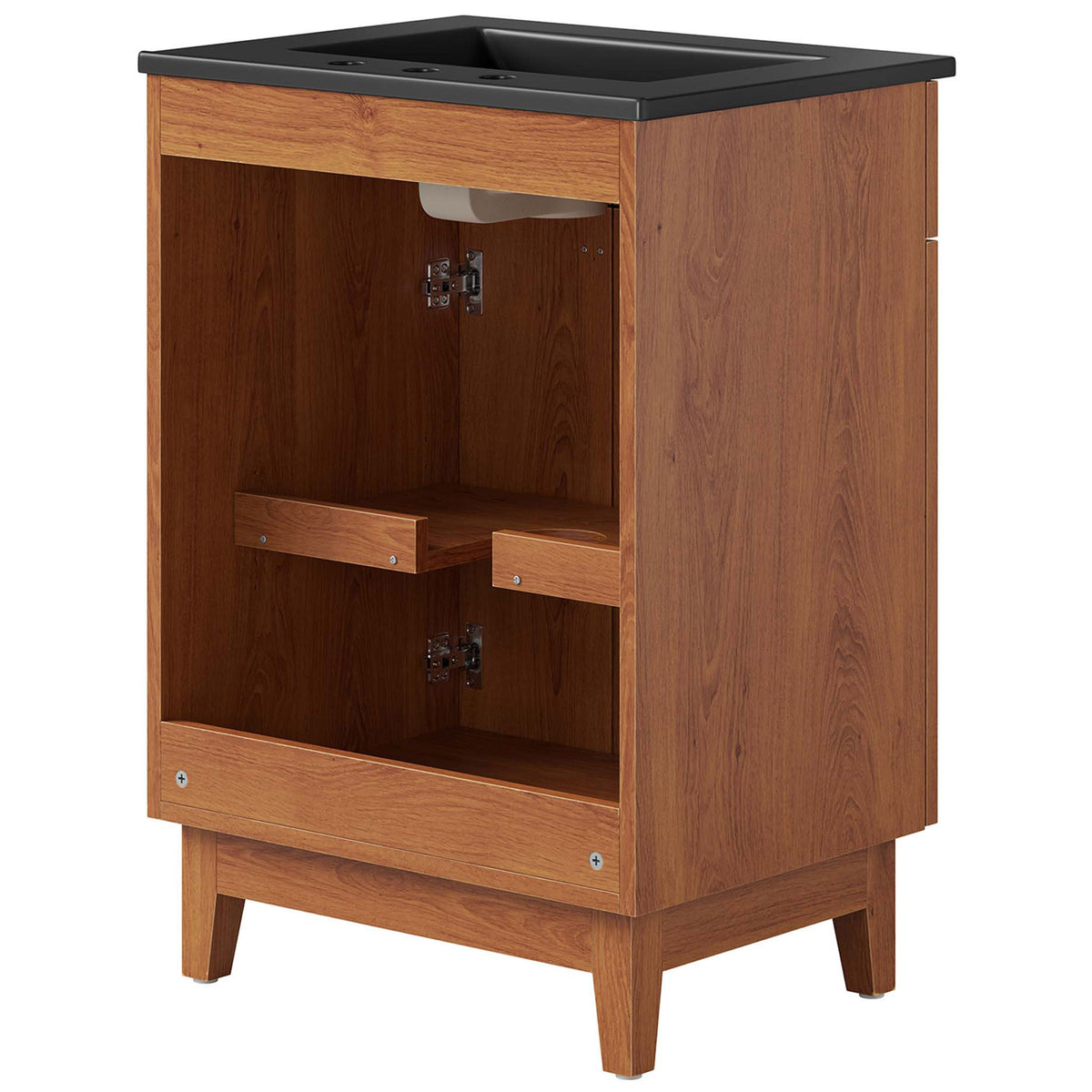 Rear access with open back and interior shelf supports for easy installation || EEI-6483-BLK-WAL || back_angle_studio