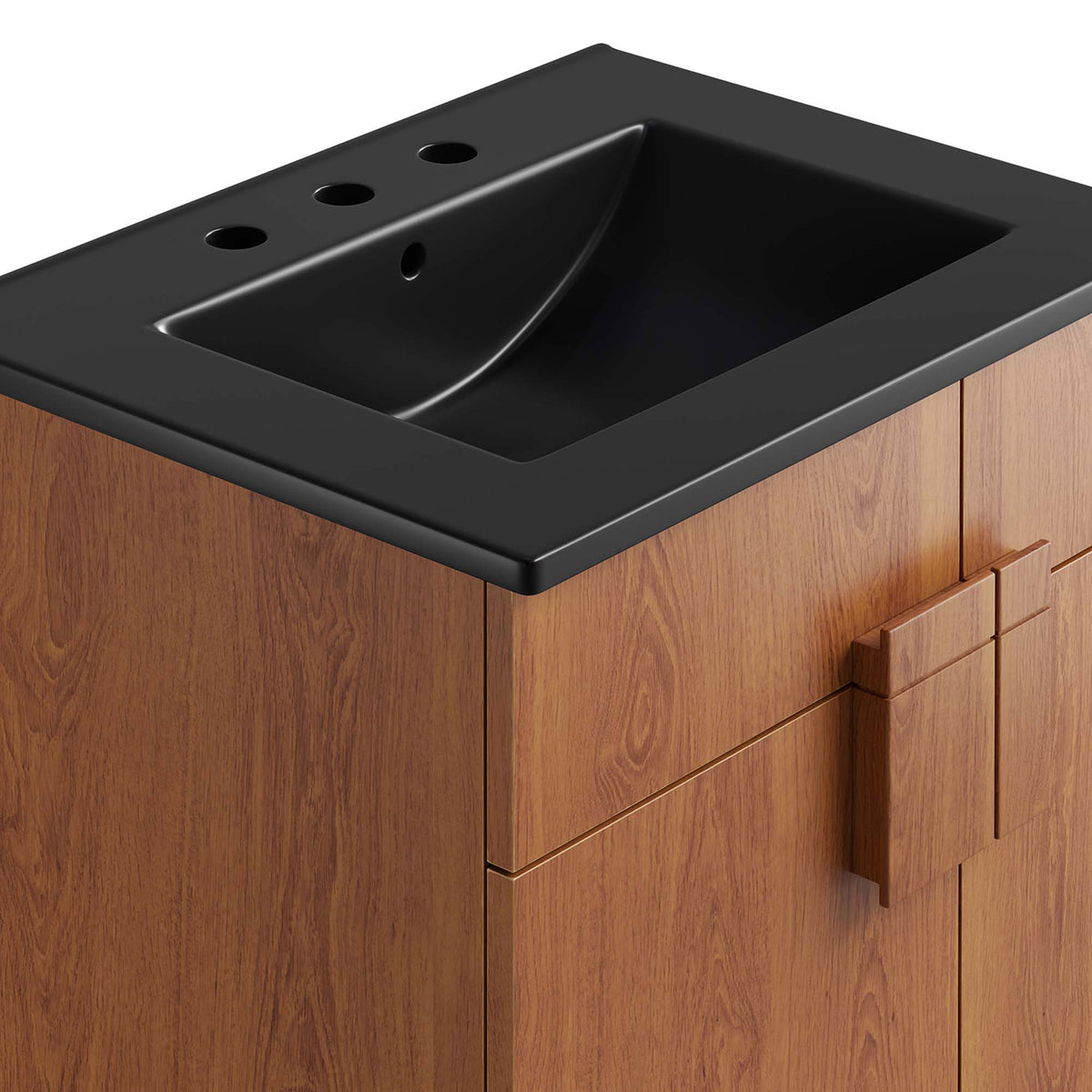 Close-up of the matte black sink and softly rounded basin contours || EEI-6483-BLK-WAL || detail_studio