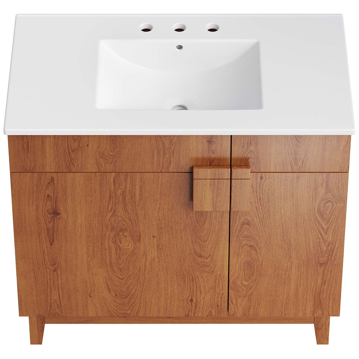 Spacious ceramic sink with integrated counter and 8-inch widespread faucet holes. || EEI-6484-WHI-WAL || top_studio