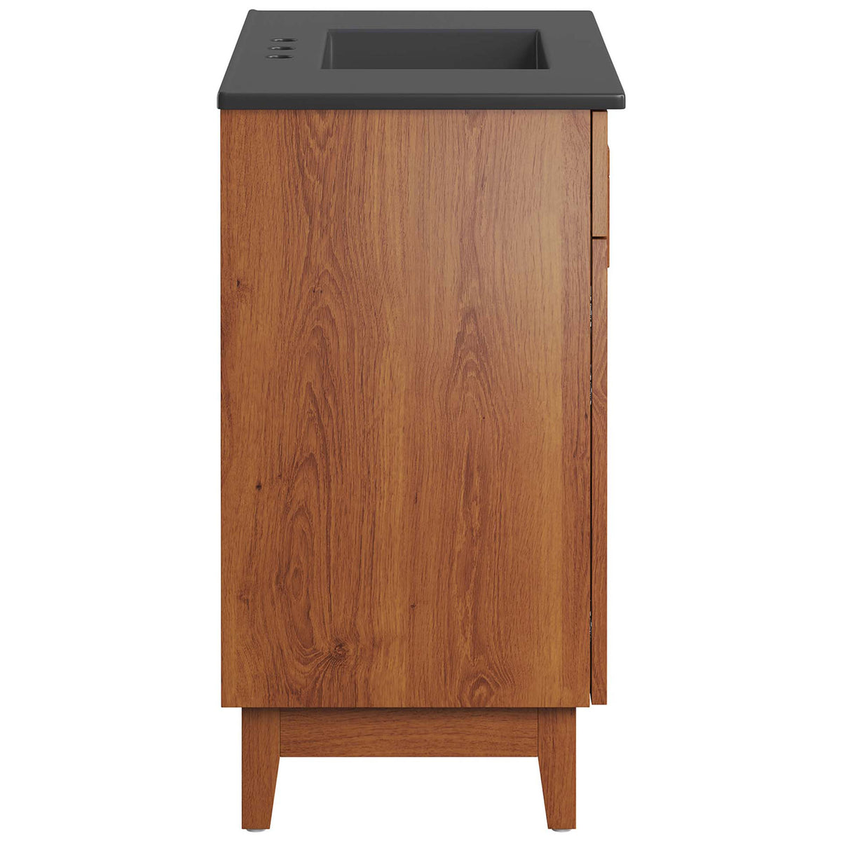 Clean-lined side panel and warm wood grain elevate the mid-century silhouette || EEI-6485-BLK-WAL || side_studio