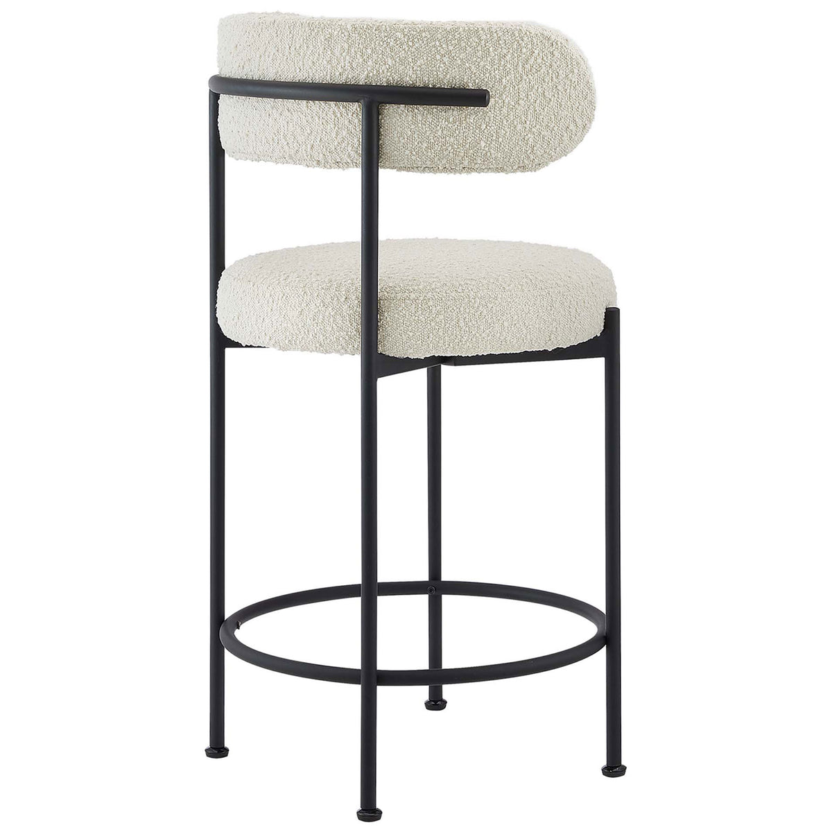 Curved backrest wraps around a sturdy T-bar frame in matte black. || EEI-6518-IVO-BLK || back_angle_studio