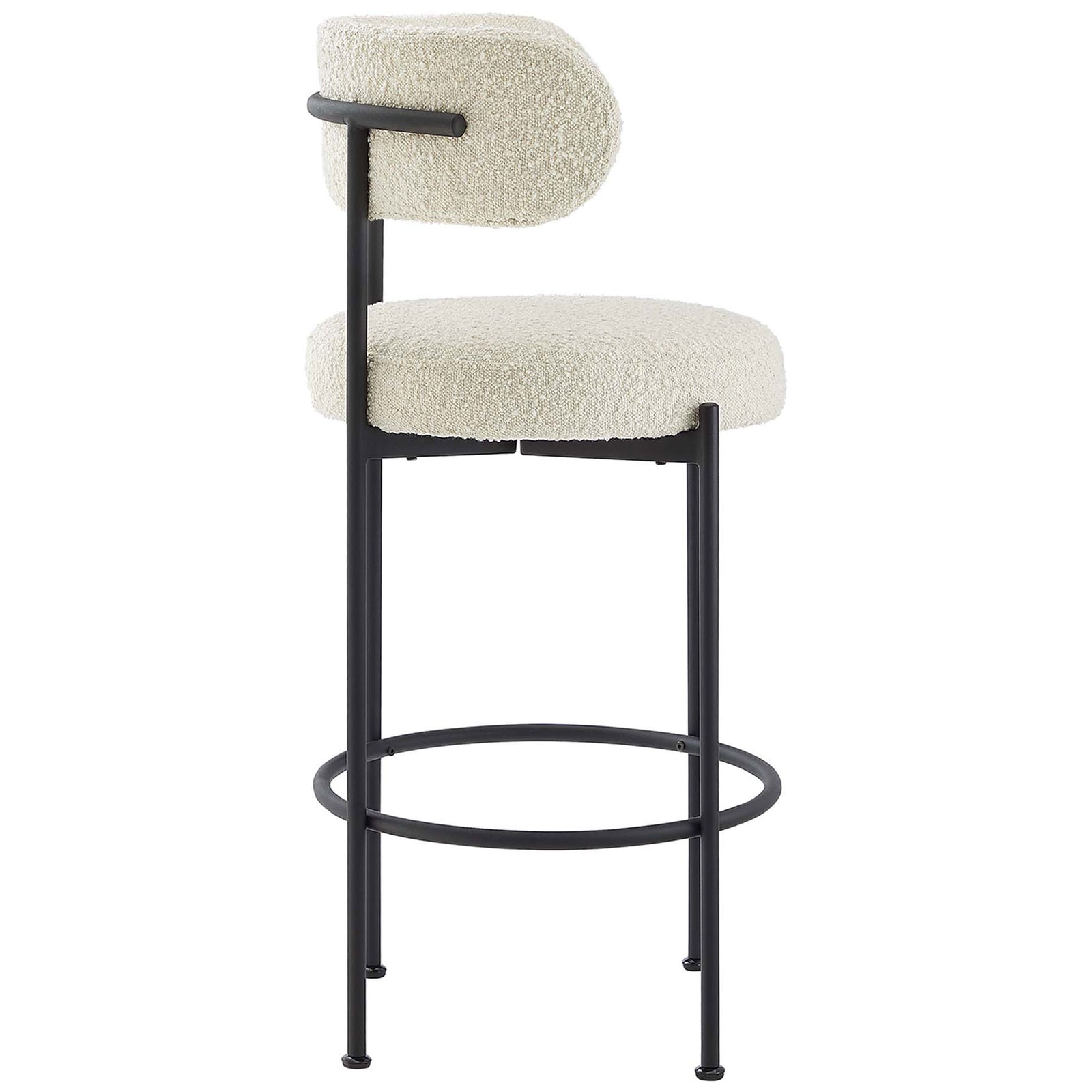 Streamlined profile with slim legs and a full foot ring. || EEI-6520-IVO-BLK || side_studio