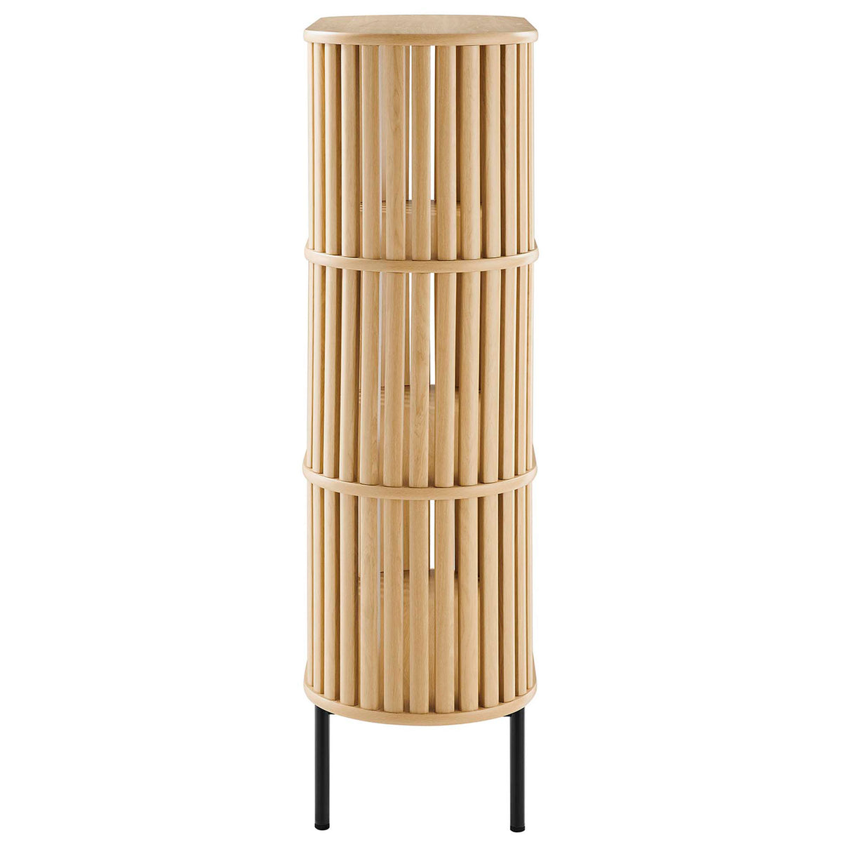 Slim oval profile with vertical slats and airy spacing for a light, modern look || EEI-6524-OAK || side_studio