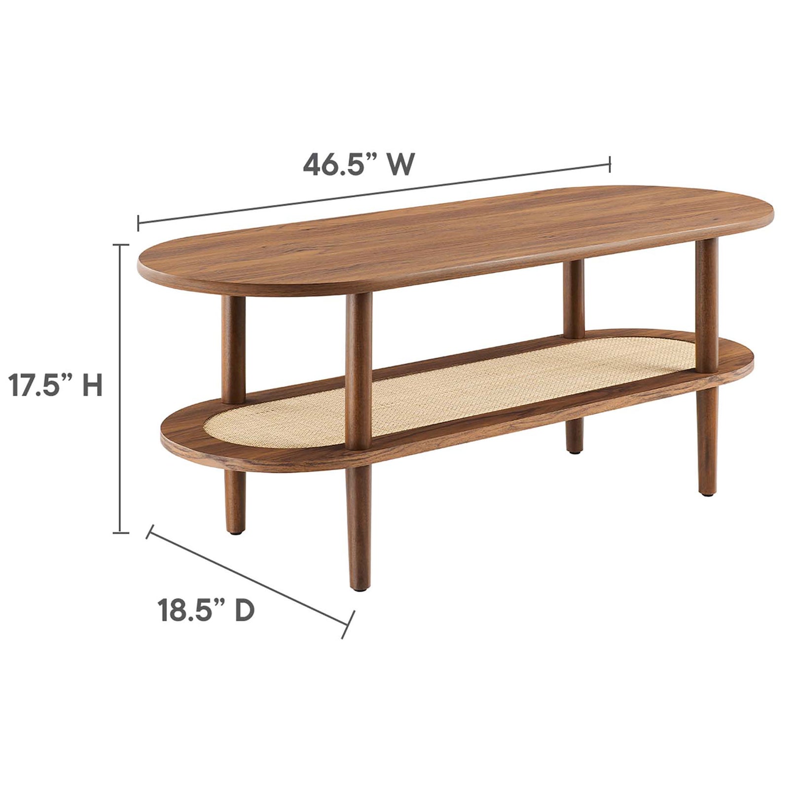 Generous oval surface and balanced proportions sized for everyday living room use. || EEI-6526-WAL || dimension_studio