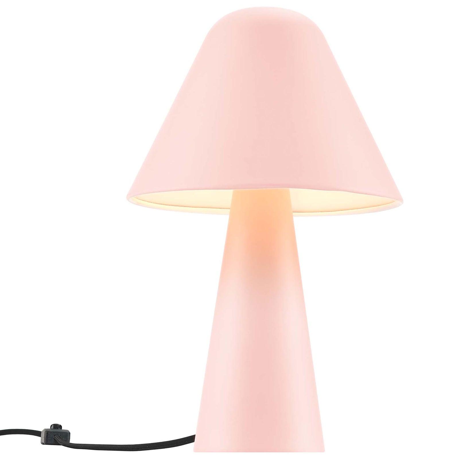 Pink Jovial mushroom lamp glows warmly to create a charming, feminine bedside accent. || EEI-6529-PNK || front_on_studio
