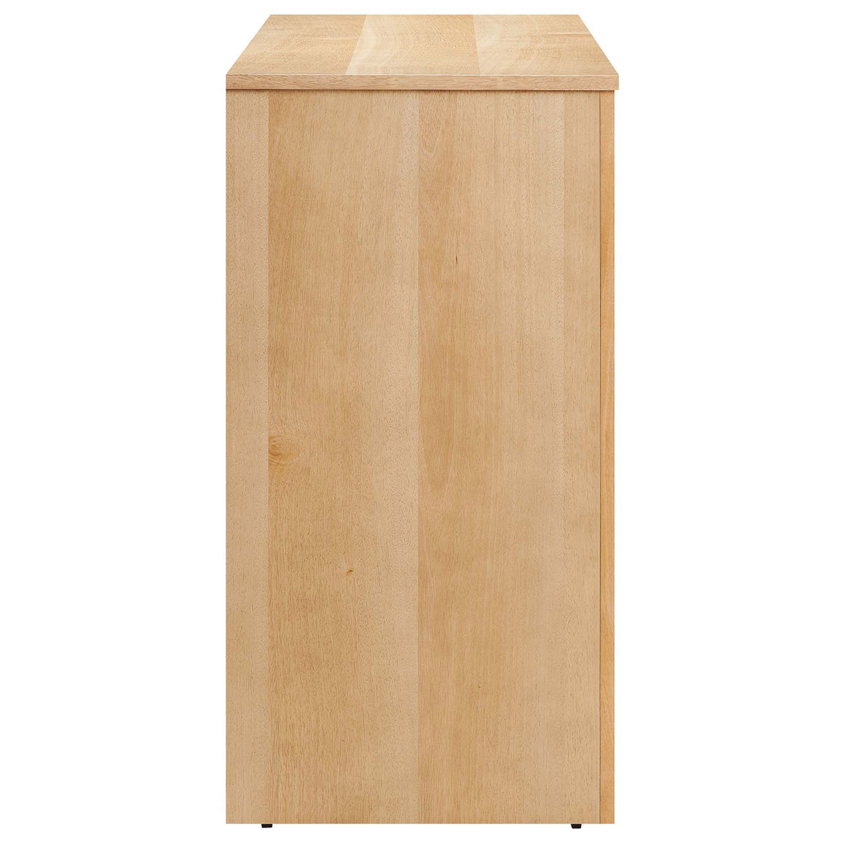 Slim profile oak storage cabinet showcasing continuous wood grain and a space saving silhouette || EEI-6536-OAK || side_studio
