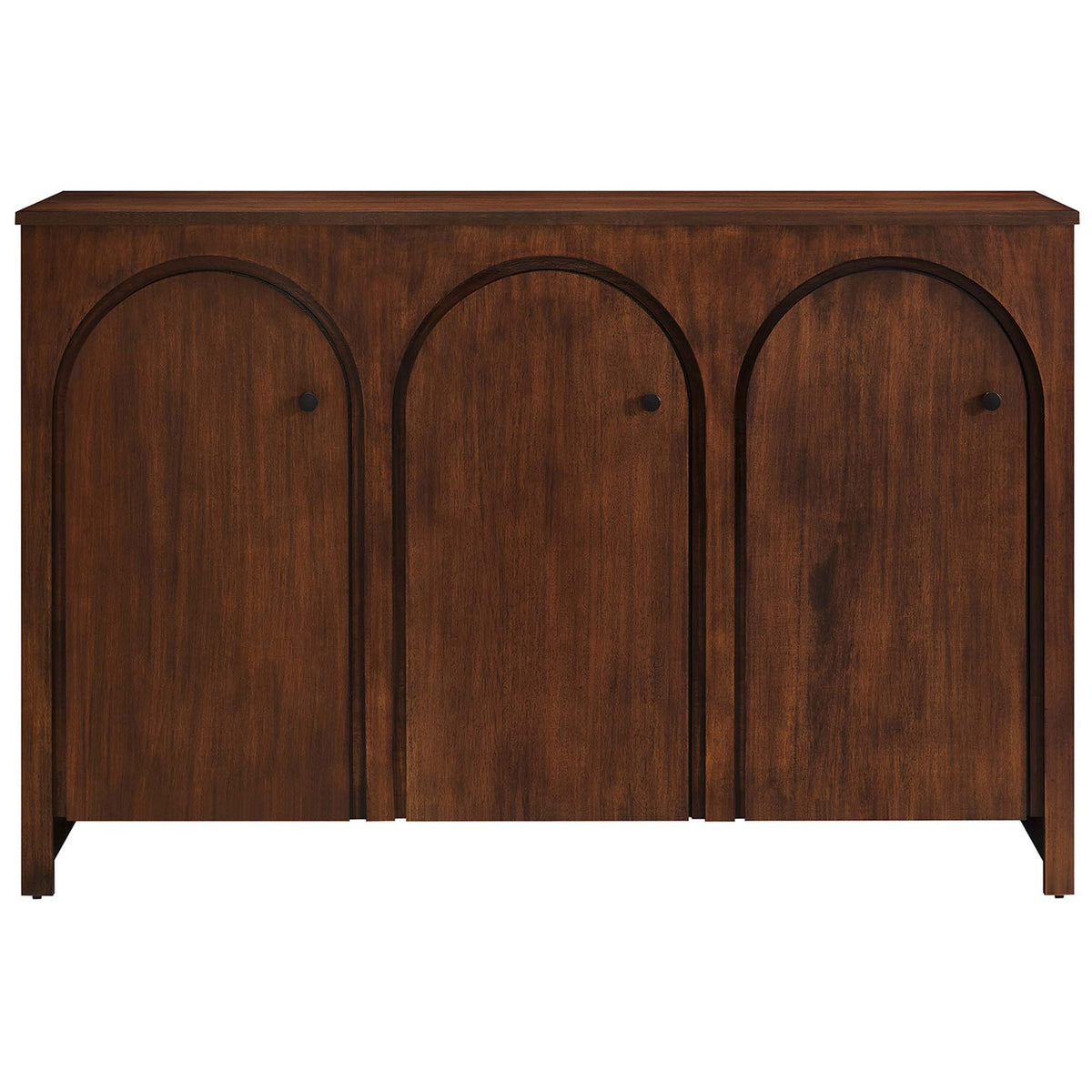 Walnut Appia sideboard with three arched doors and a clean-lined silhouette for modern storage. || EEI-6536-WAL || front_studio