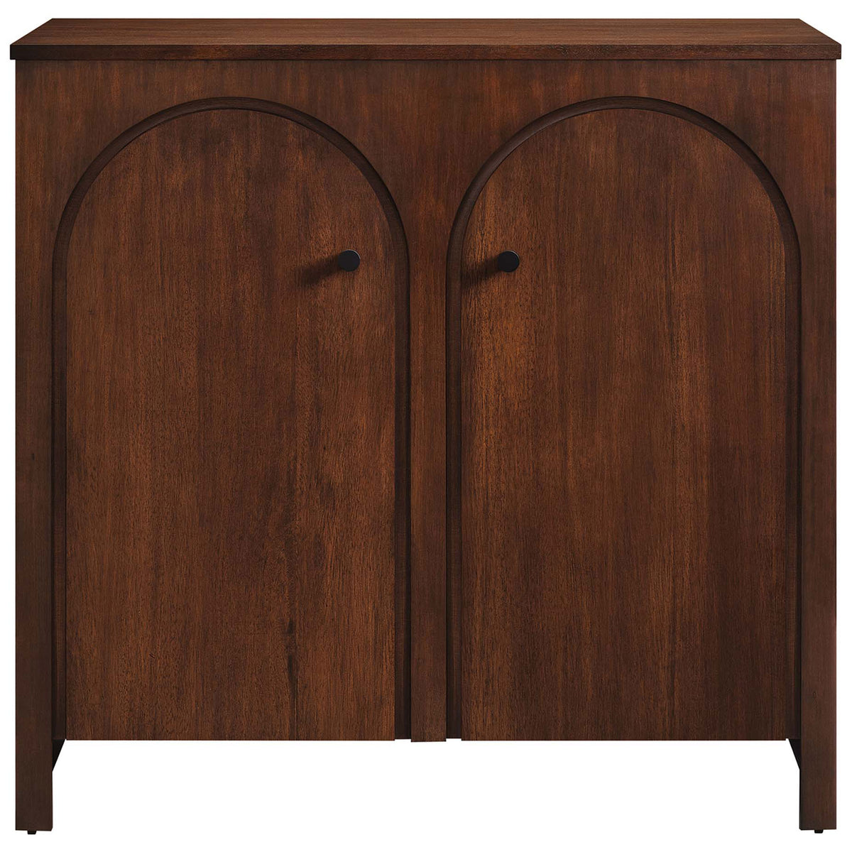 Walnut storage cabinet with arched double doors brings rich warmth to your home || EEI-6537-WAL || front_studio