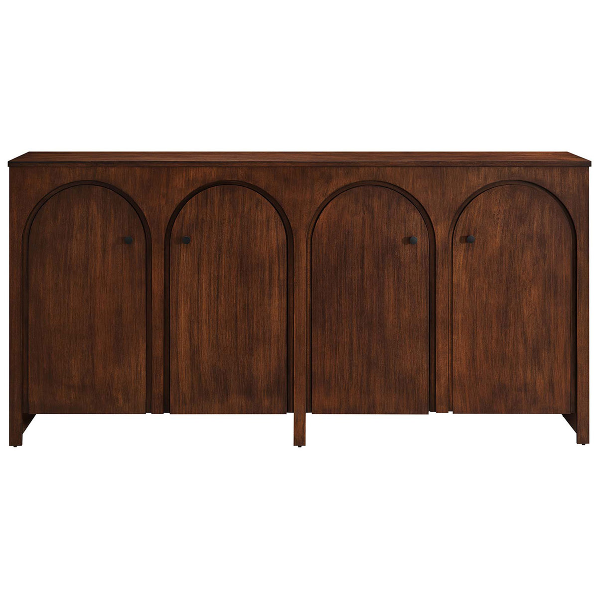 Walnut 4-door cabinet with symmetrical arched fronts for a bold, sculptural centerpiece || EEI-6538-WAL || front_studio
