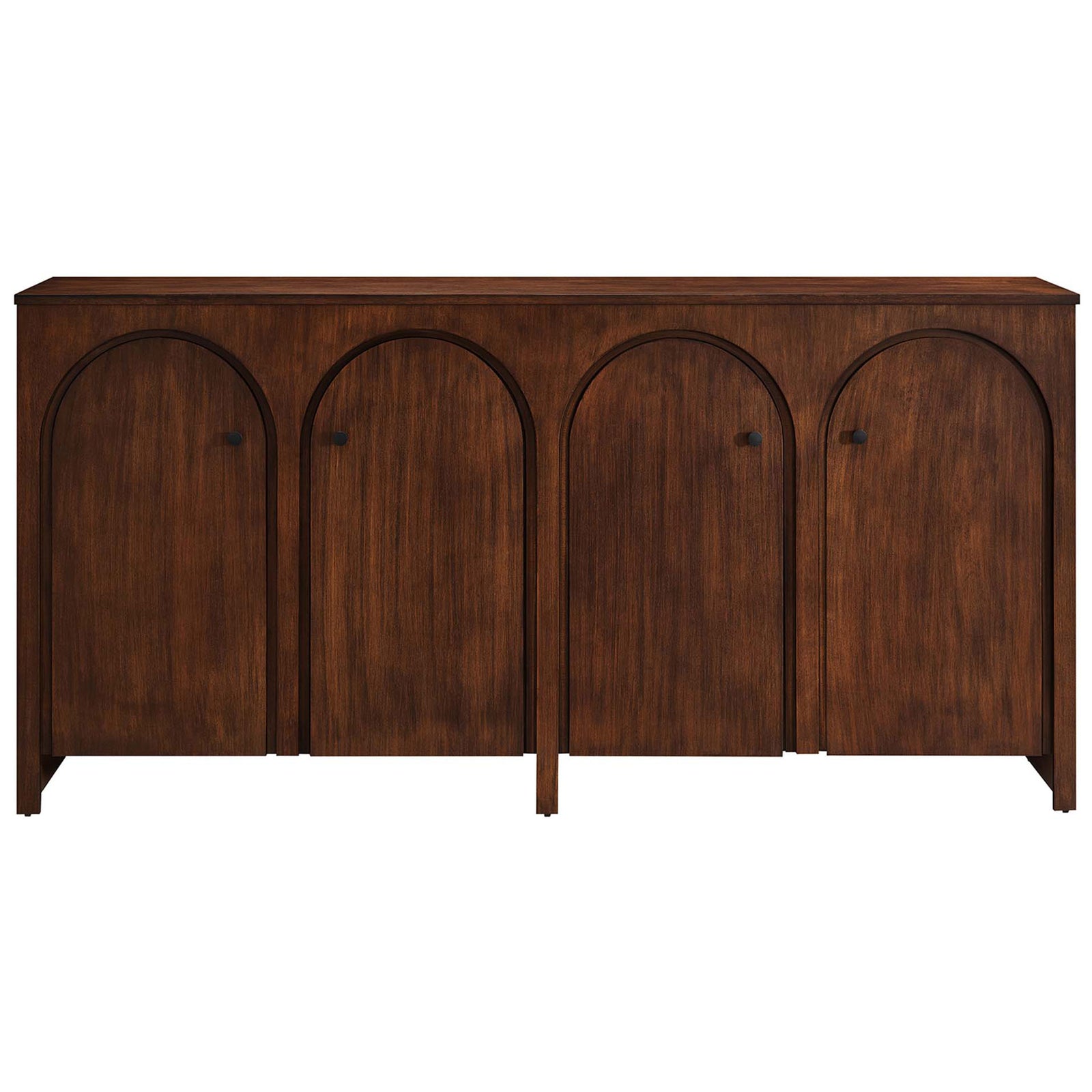 Walnut 4-door cabinet with symmetrical arched fronts for a bold, sculptural centerpiece || EEI-6538-WAL || front_studio