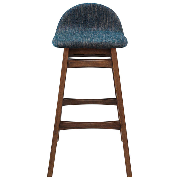 Low, rounded back pairs with a padded seat and rich wood base for timeless style. || EEI-6553-HEA || front_studio