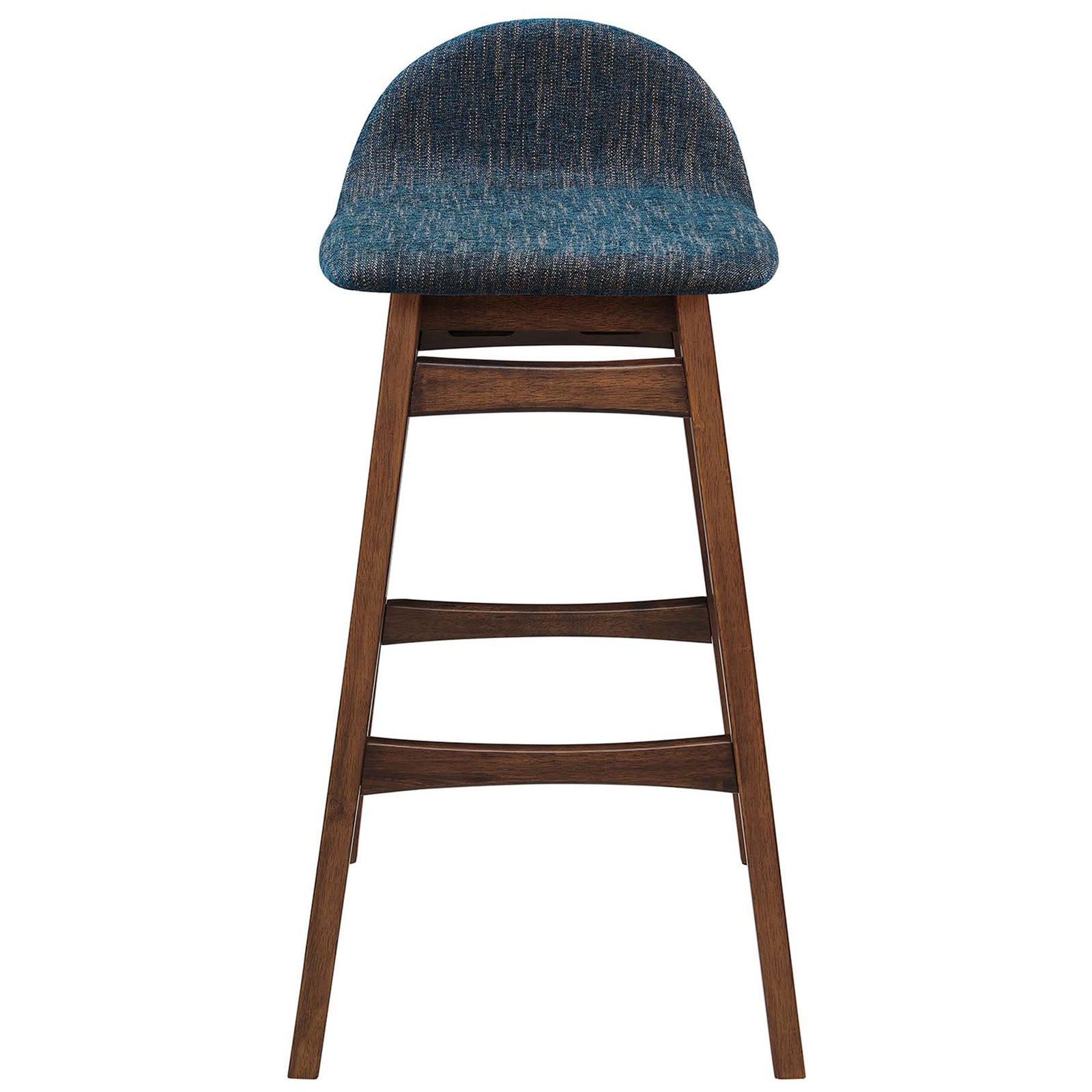Low, rounded back pairs with a padded seat and rich wood base for timeless style. || EEI-6553-HEA || front_studio