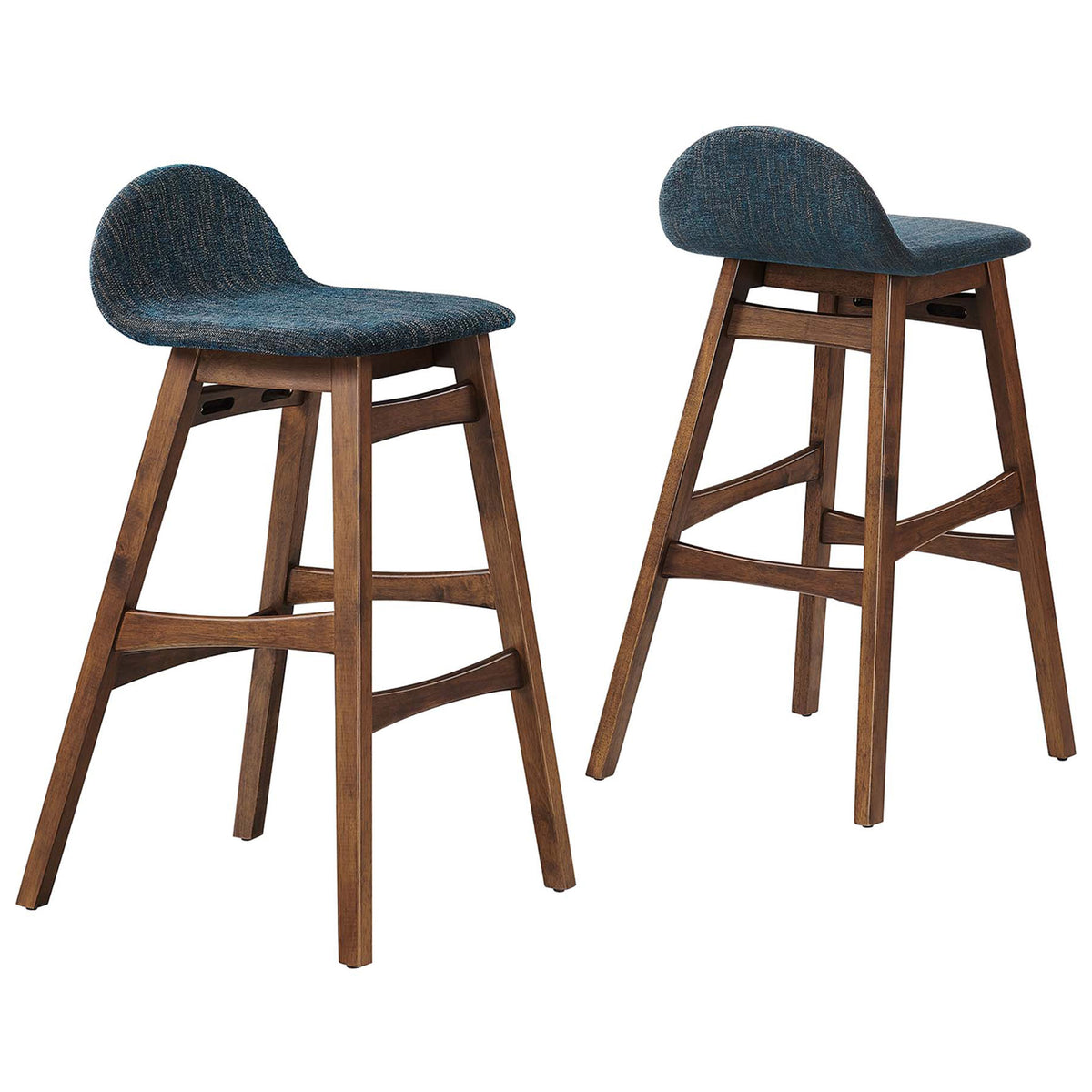 Set of two displays matching silhouettes with footrests and supportive cross rails. || EEI-6553-HEA || front_angle_multi_studio