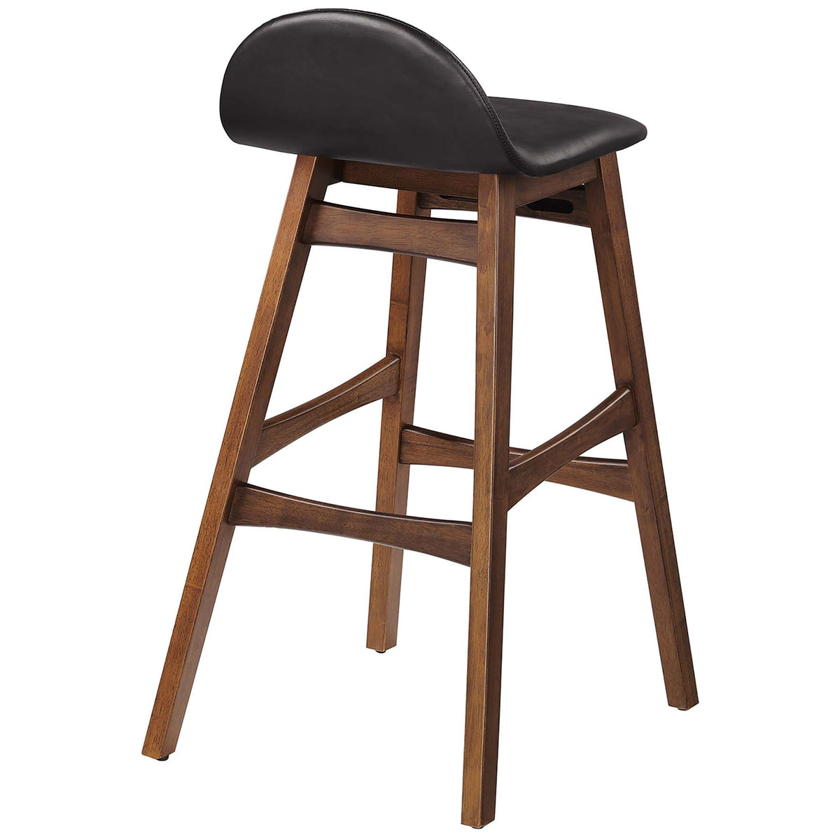 Rounded low backrest and tapered legs deliver a clean, mid-century bar look || EEI-6554-BRN || back_angle_studio