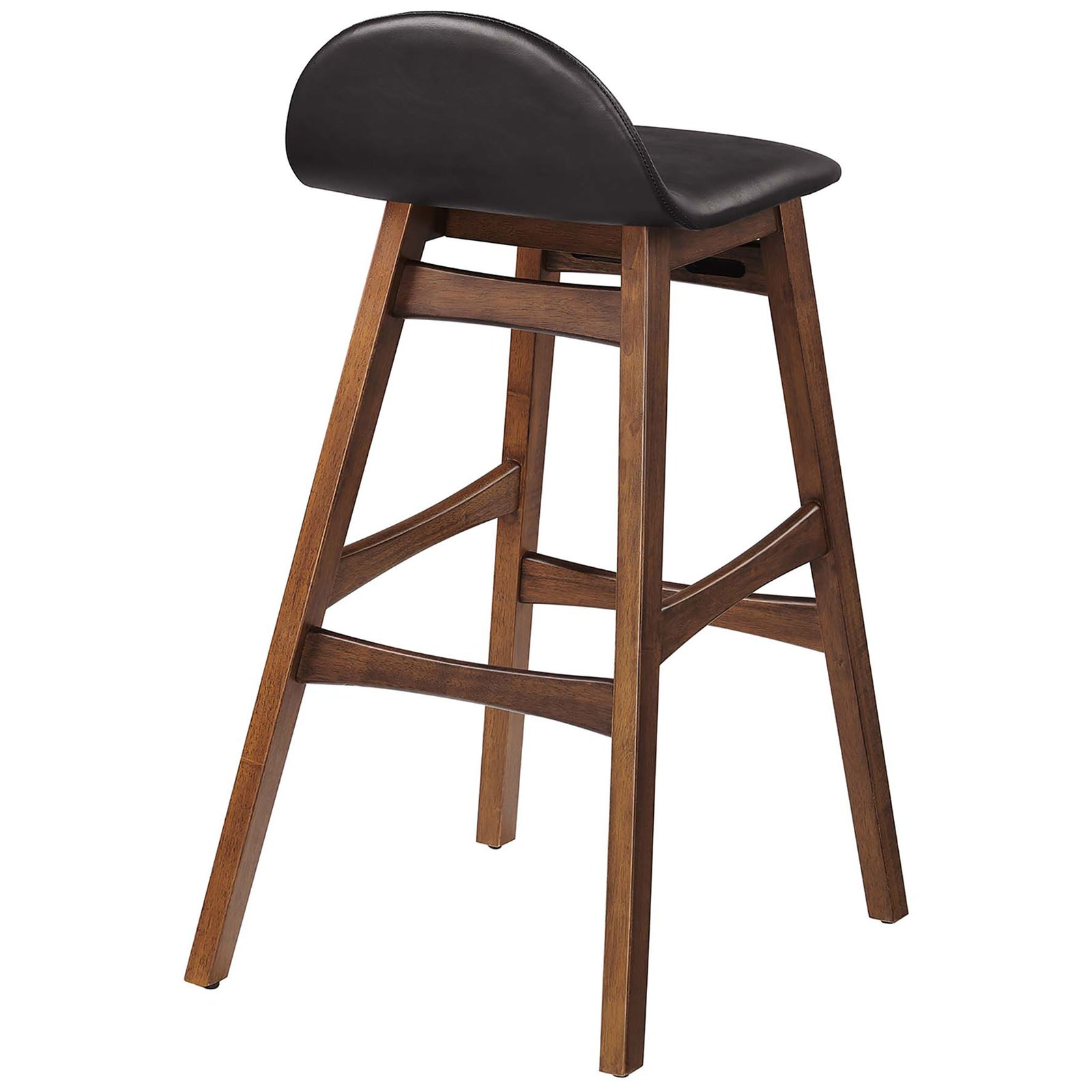 Rounded low backrest and tapered legs deliver a clean, mid-century bar look || EEI-6554-BRN || back_angle_studio