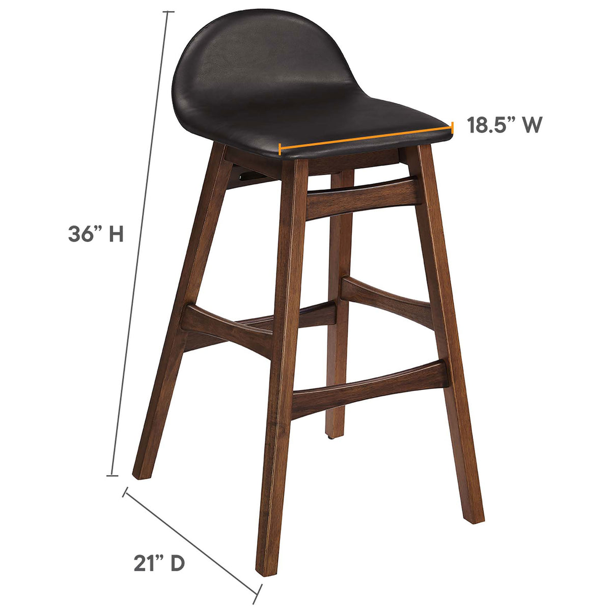 Bar stool dimensions provided for fit and scale || EEI-6554-BRN || dimension_studio