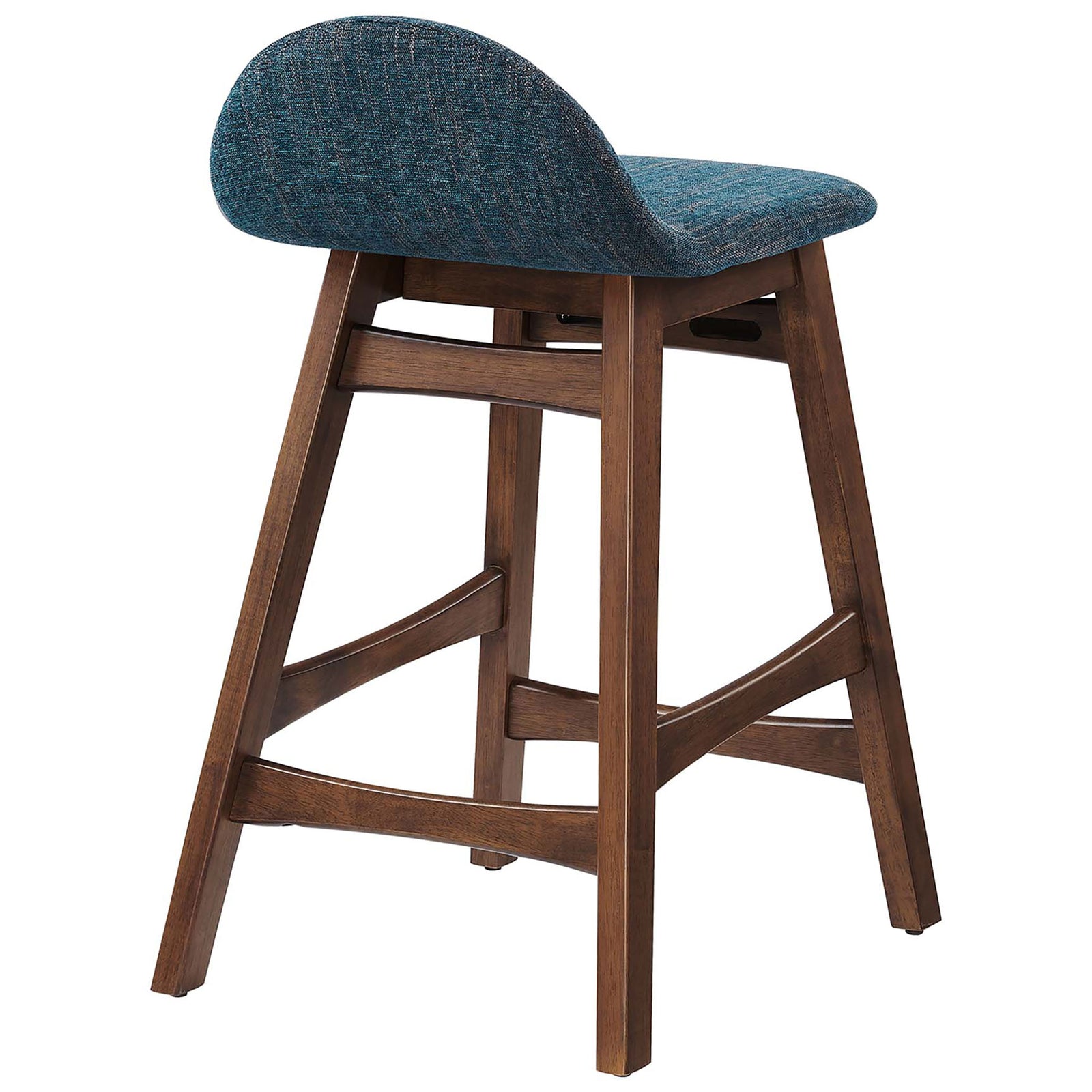 Gently rounded low back and sturdy side supports bring mid-century charm to this stool. || EEI-6555-HEA || back_angle_studio