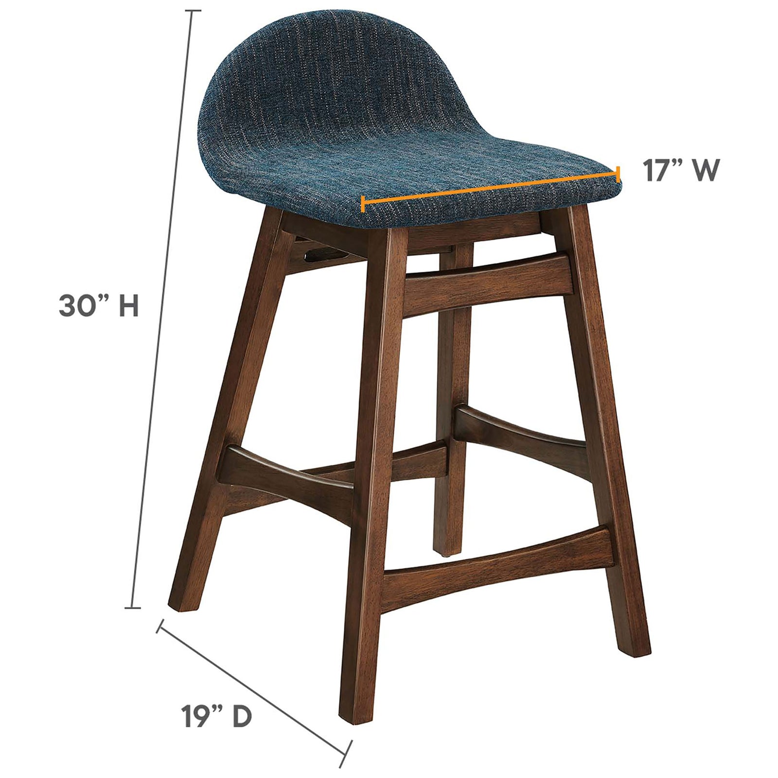 Compact footprint with supportive footrest fits easily at standard counters. || EEI-6555-HEA || dimension_studio