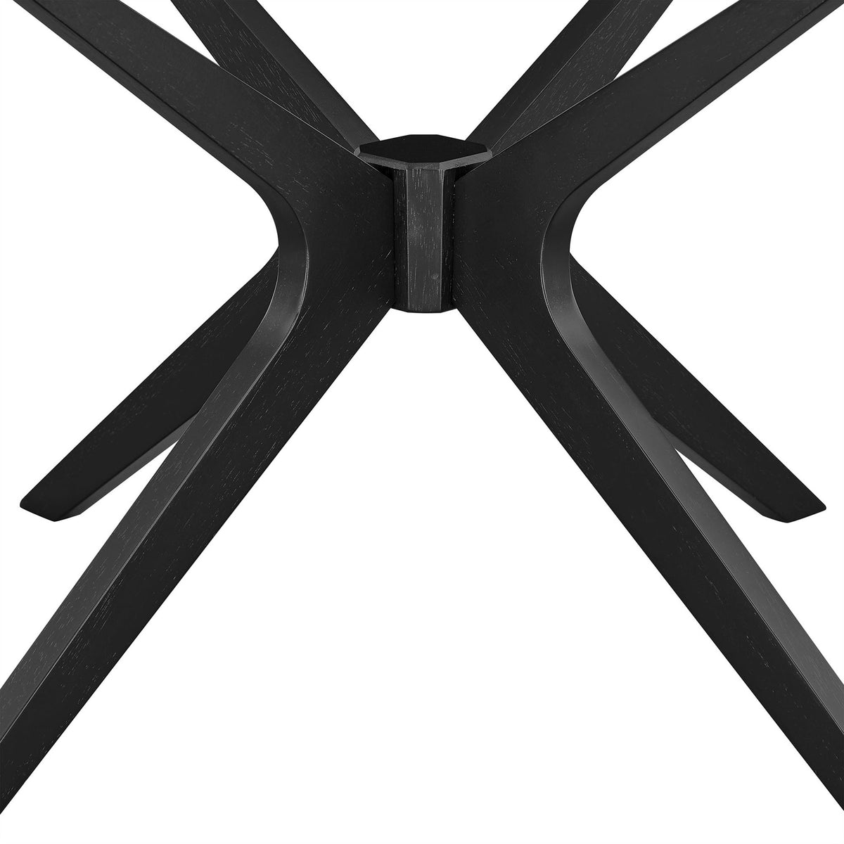 Intersecting solid wood legs join at a central hub for a bold, stable base || EEI-6557-BLK || leg_studio
