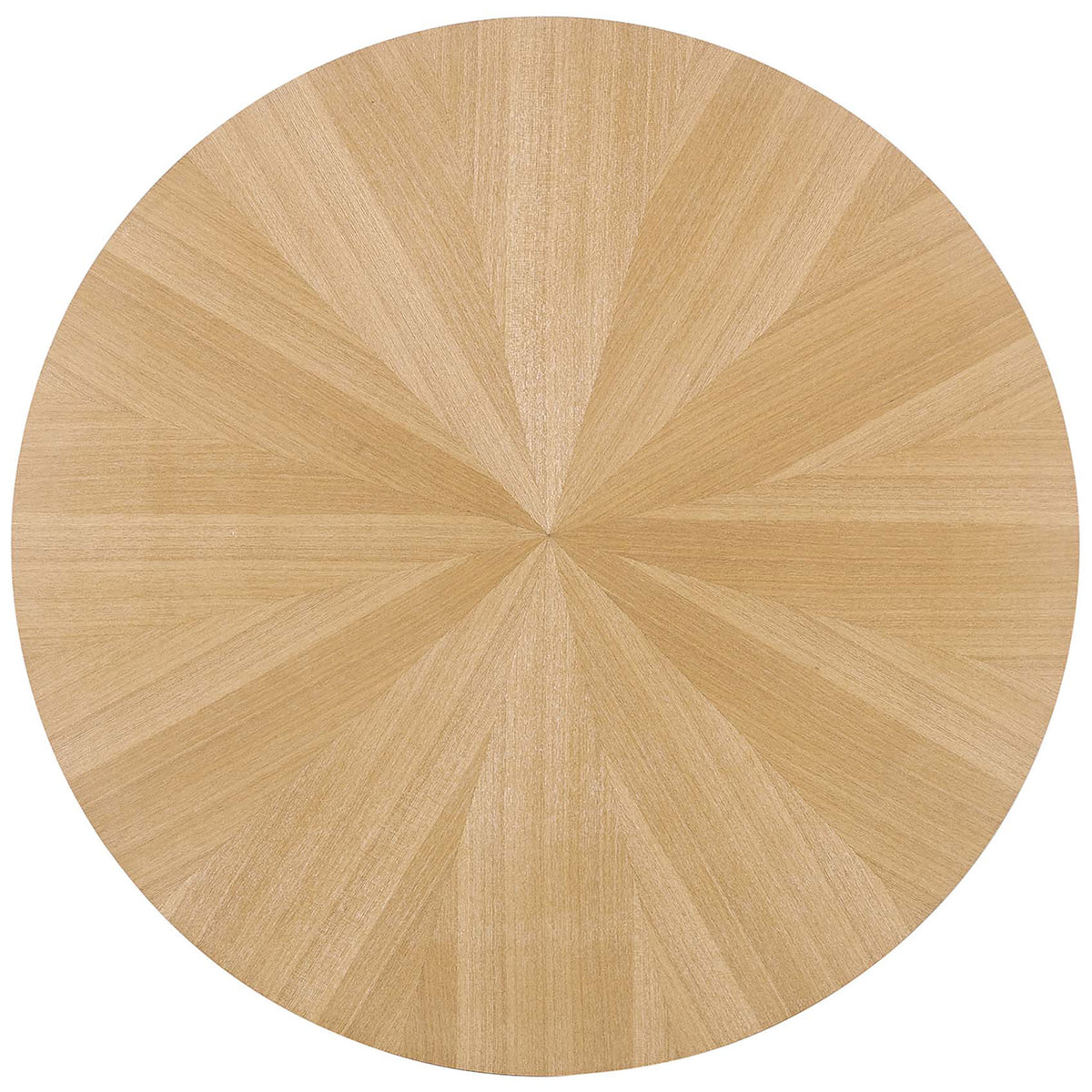 Sunburst veneer design radiates from the center, showcasing the natural oak grain || EEI-6557-OAK || top_studio