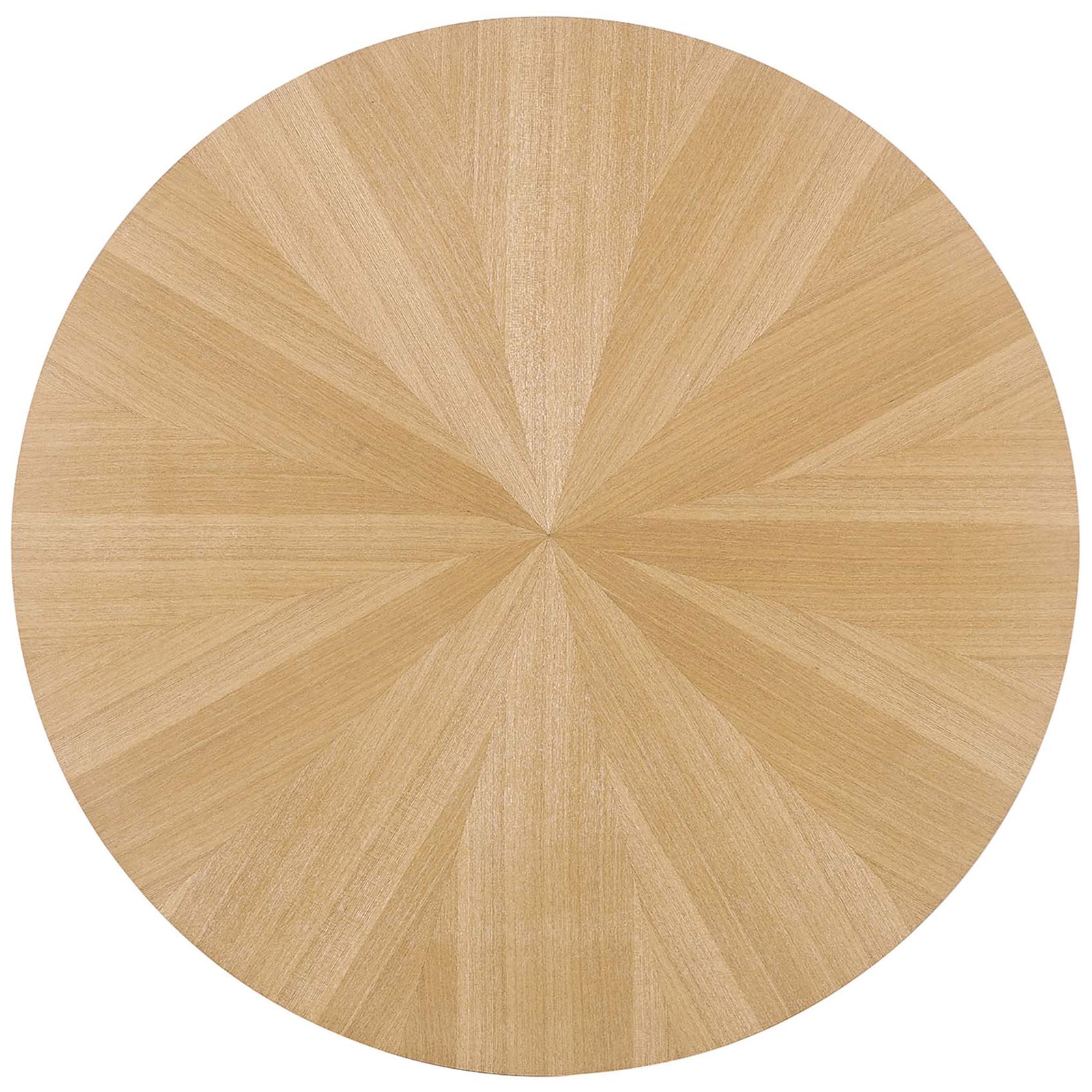 Sunburst veneer design radiates from the center, showcasing the natural oak grain || EEI-6557-OAK || top_studio