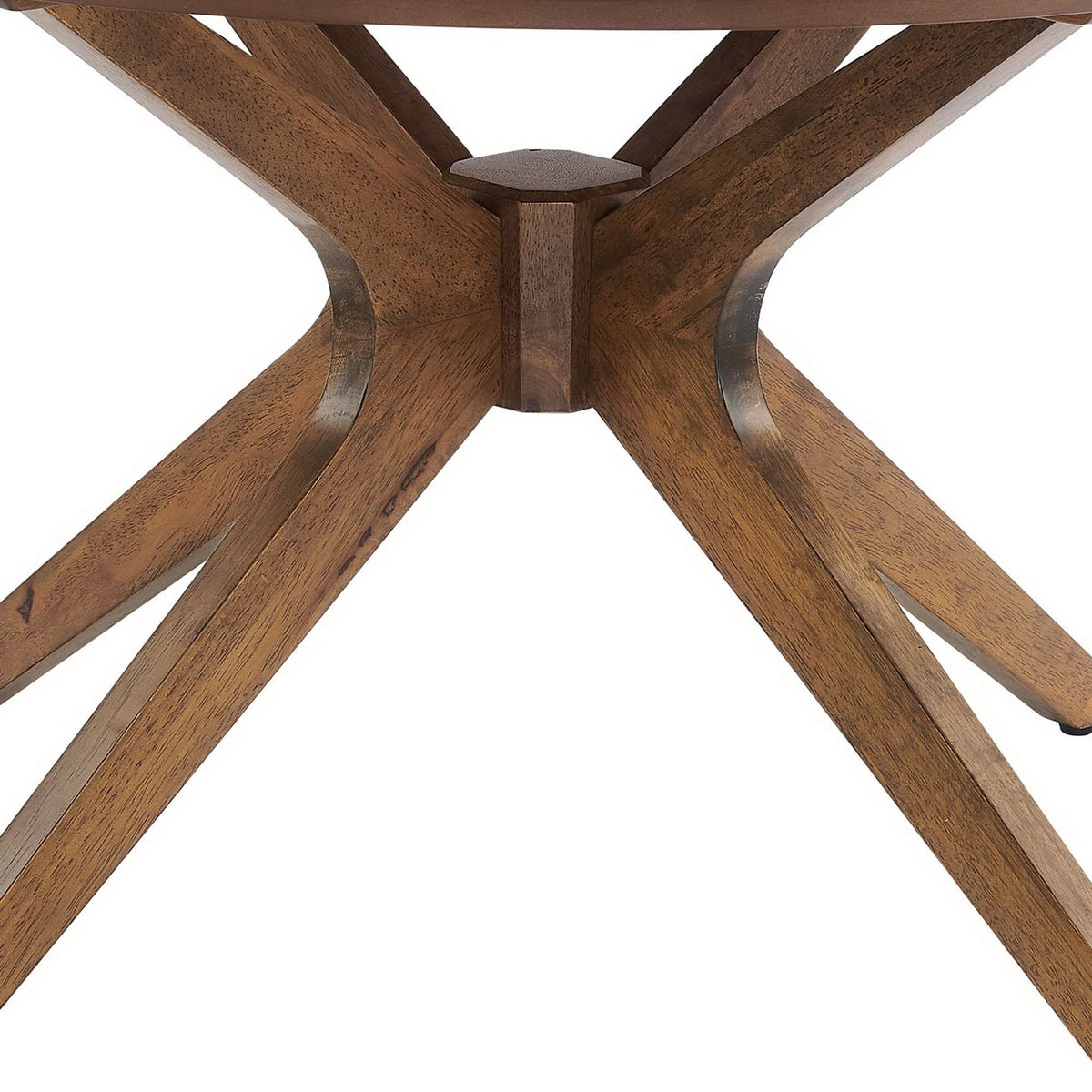 Intersecting rubberwood legs and sturdy center joint in a clean, mid-century form. || EEI-6557-WAL || leg_studio