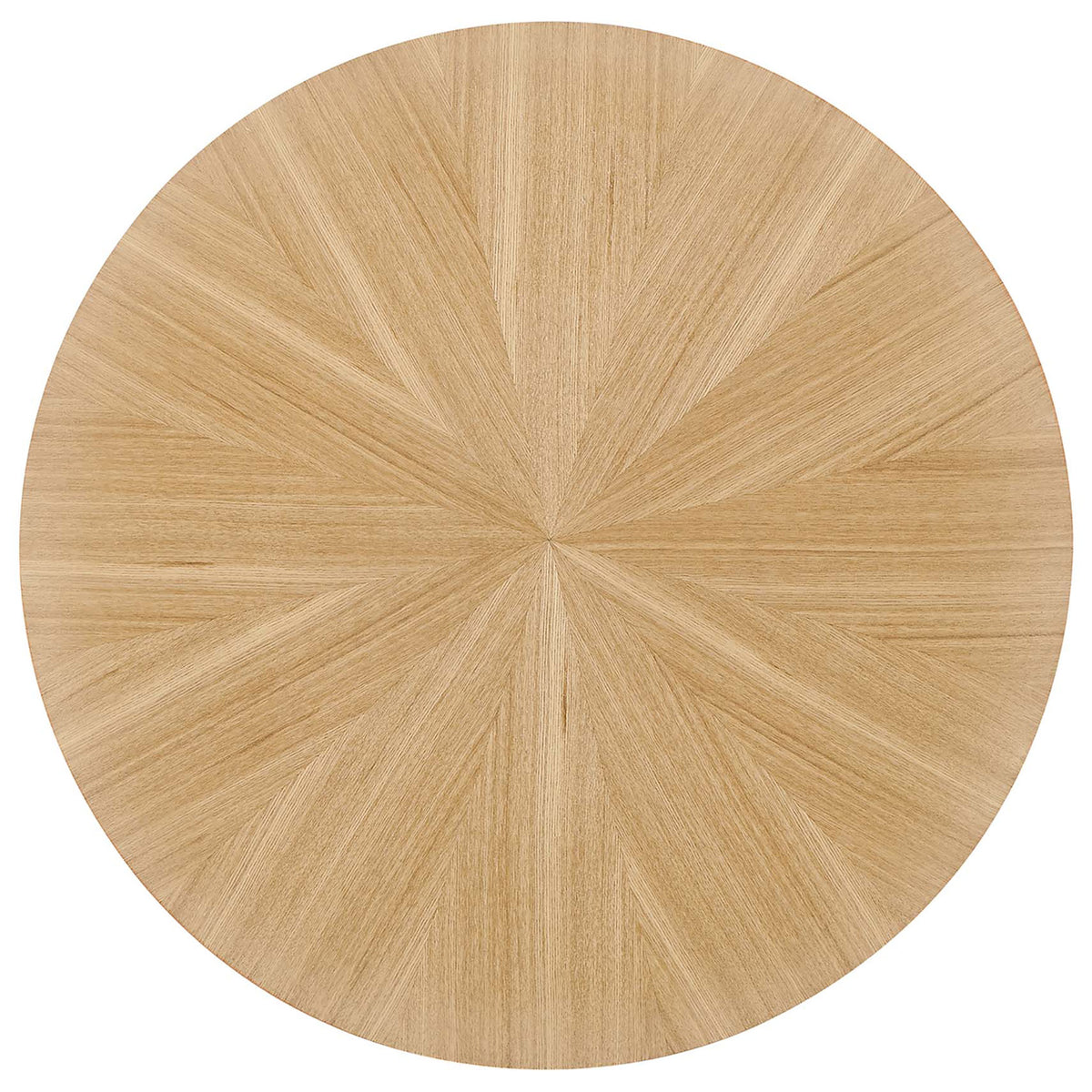 Round oak tabletop with striking radial grain pattern for a warm, organic look. || EEI-6558-OAK || top_studio