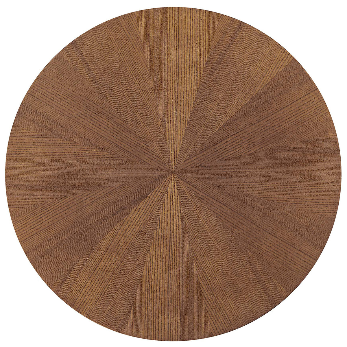 Striking starburst wood grain on the walnut round tabletop adds mid-century flair || EEI-6558-WAL || top_studio