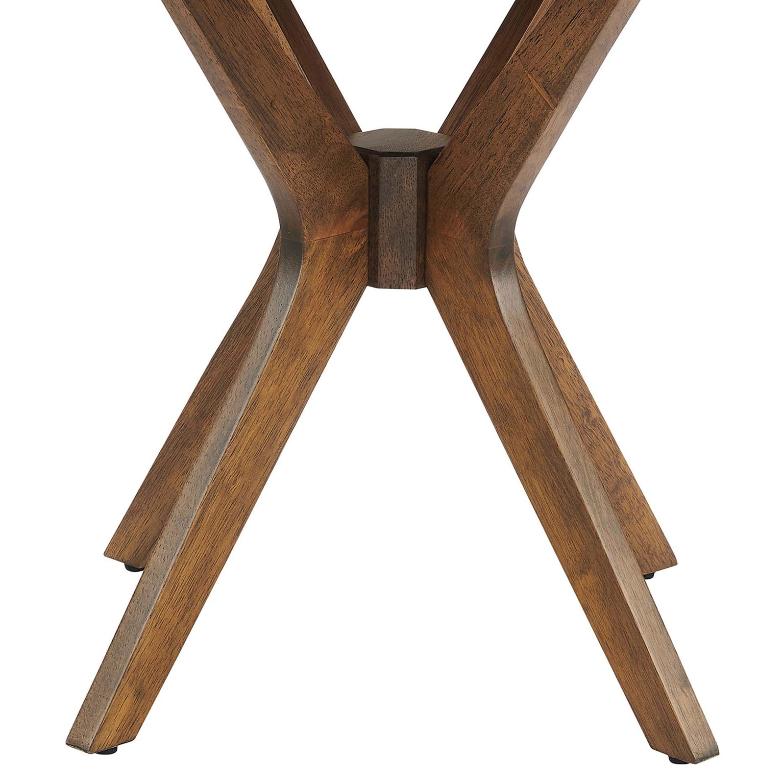 Intersecting solid wood legs and center block support create a bold sculptural base || EEI-6558-WAL || leg_studio