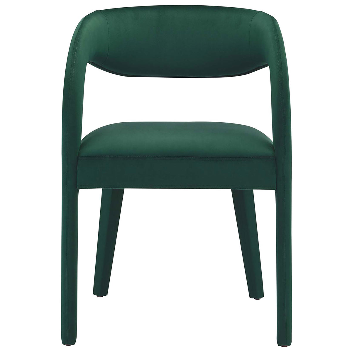 Pinnacle green velvet dining chair with generous cushioning and stylish open back design || EEI-6563-GRN || front_studio