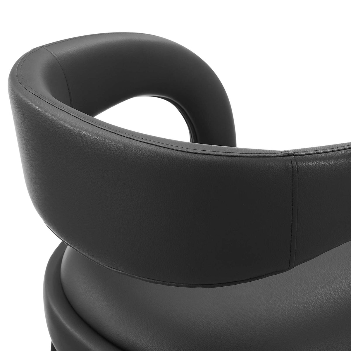 Smooth vegan leather backrest with neatly tailored stitching || EEI-6564-BLK-BLK || detail_studio