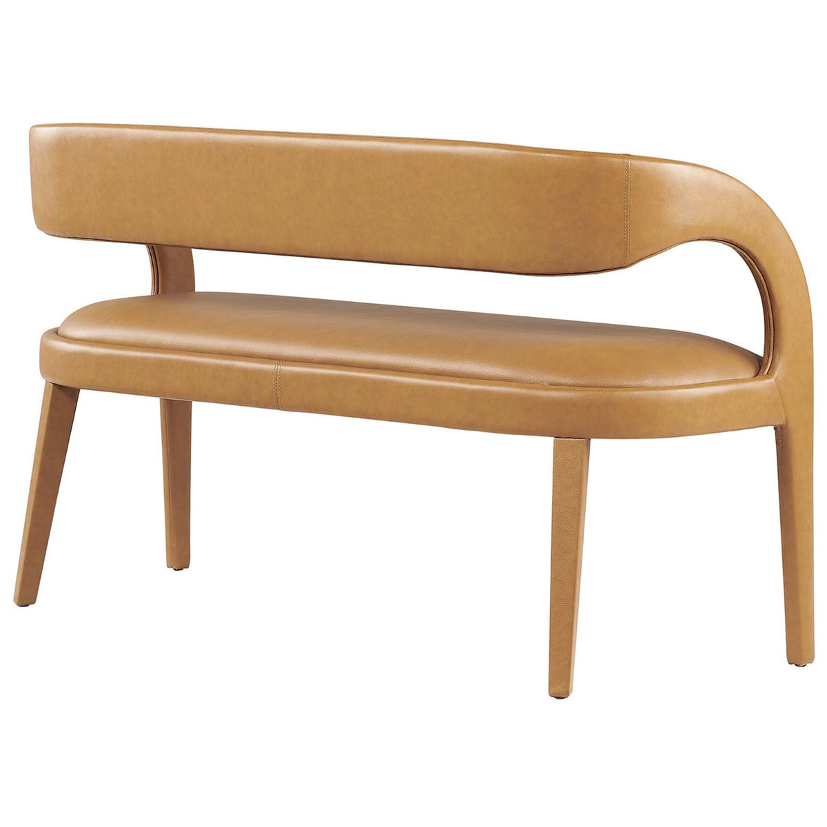 Sweeping backrest and sculpted frame highlight the bench's refined modern silhouette || EEI-6570-TAN || back_angle_studio