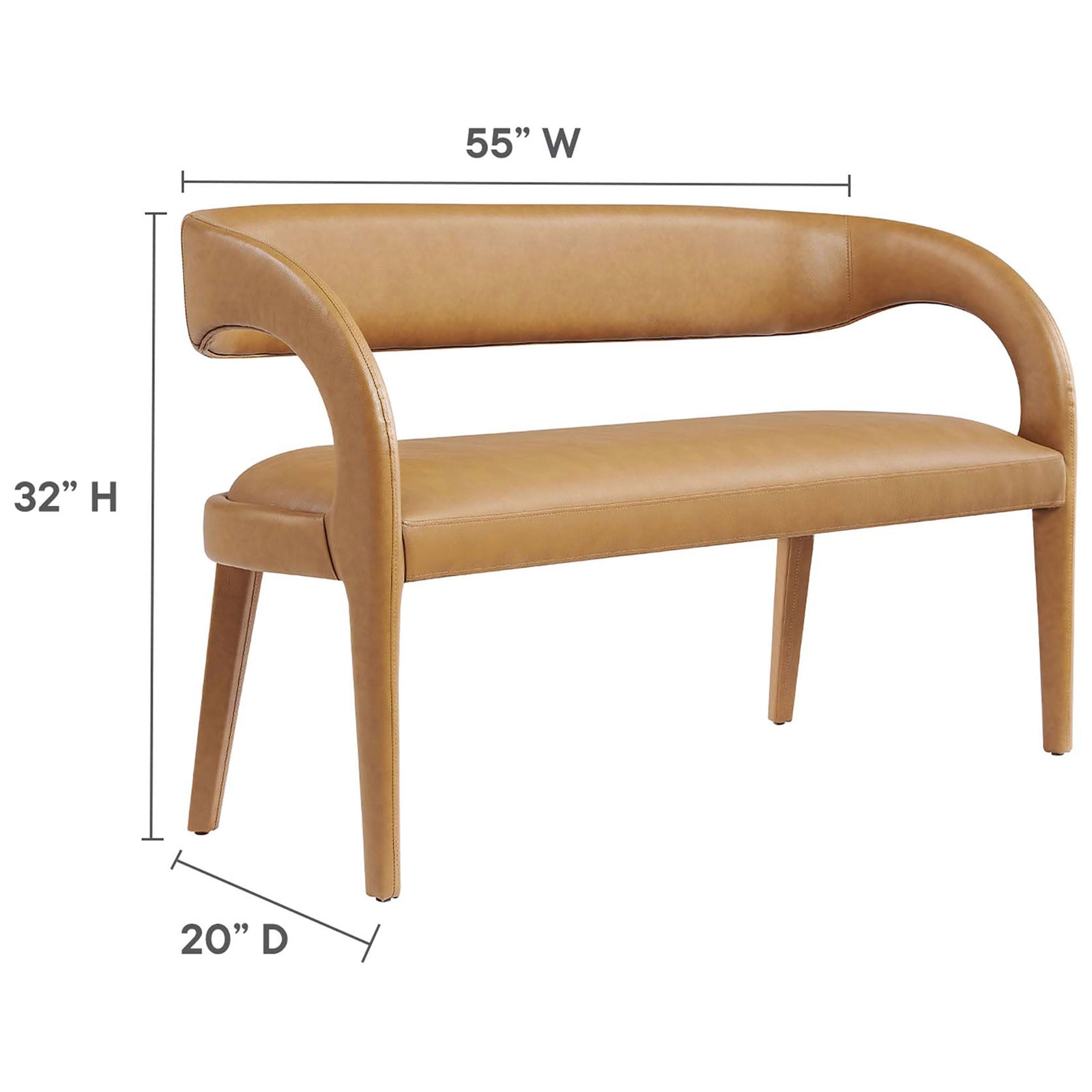 Generous 55 inch width with 20 inch depth and 32 inch height suits dining spaces and foyers || EEI-6570-TAN || dimension_studio