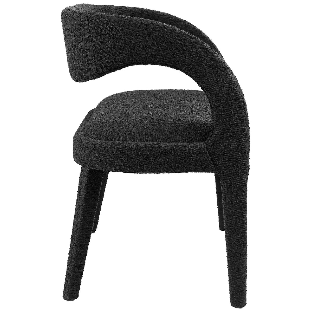 Streamlined profile highlights the gently rounded seat and sculpted, fully upholstered legs || EEI-6571-BLK || side_studio