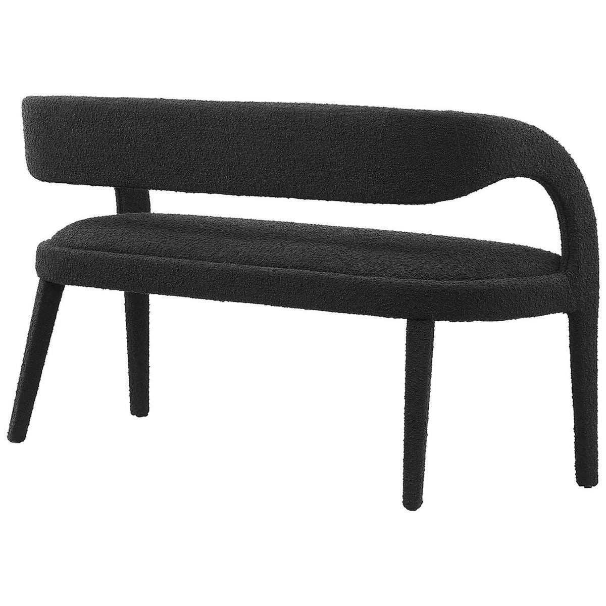 Graceful wraparound backrest and open sides showcase the bench's airy, contemporary form || EEI-6571-BLK || back_angle_studio
