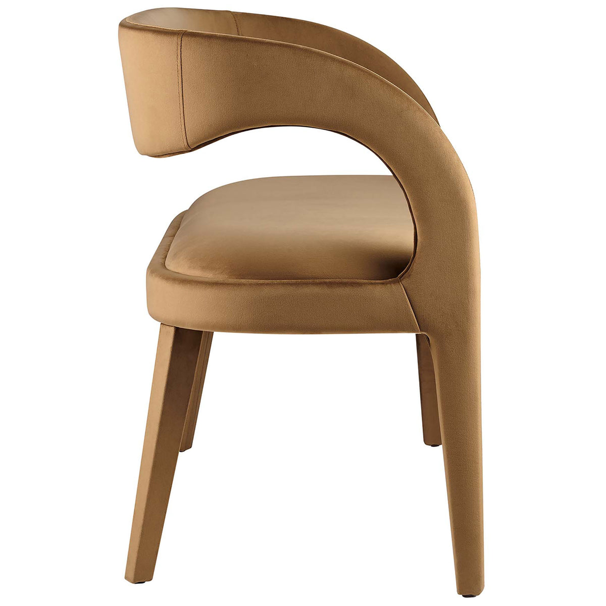 Slim tapered legs and a sweeping wraparound back showcase sleek, contemporary craftsmanship. || EEI-6572-BRN || side_studio