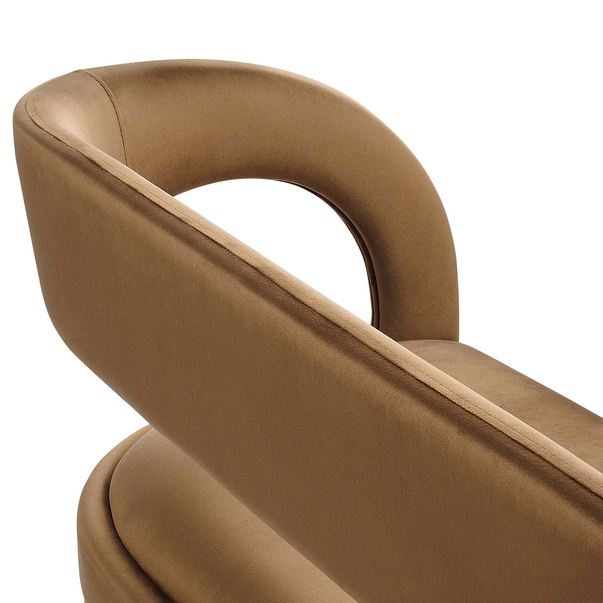 Plush performance velvet with tailored seam detailing on the curved back. || EEI-6572-BRN || detail_studio