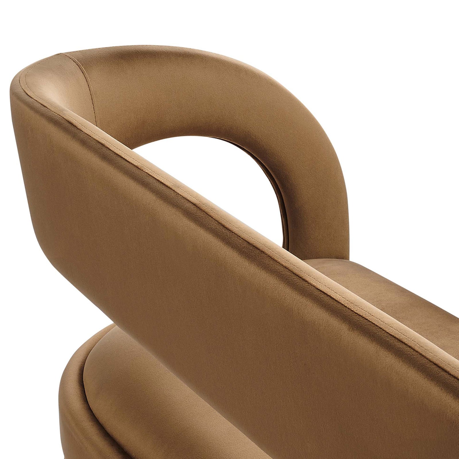 Plush performance velvet with tailored seam detailing on the curved back. || EEI-6572-BRN || detail_studio