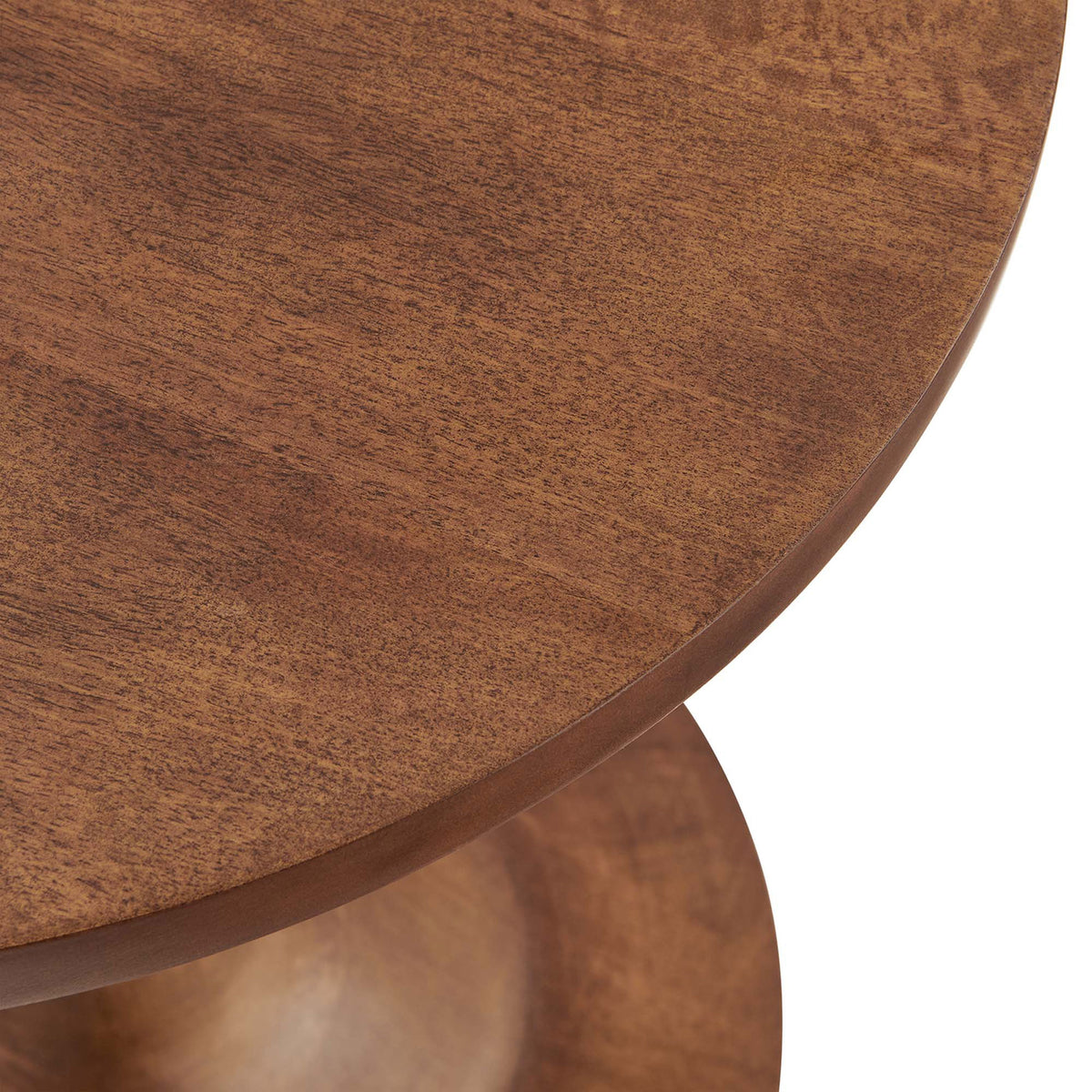 Detail of beveled walnut tabletop edge highlighting smooth finish and rounded profile || EEI-6573-WAL || detail_studio