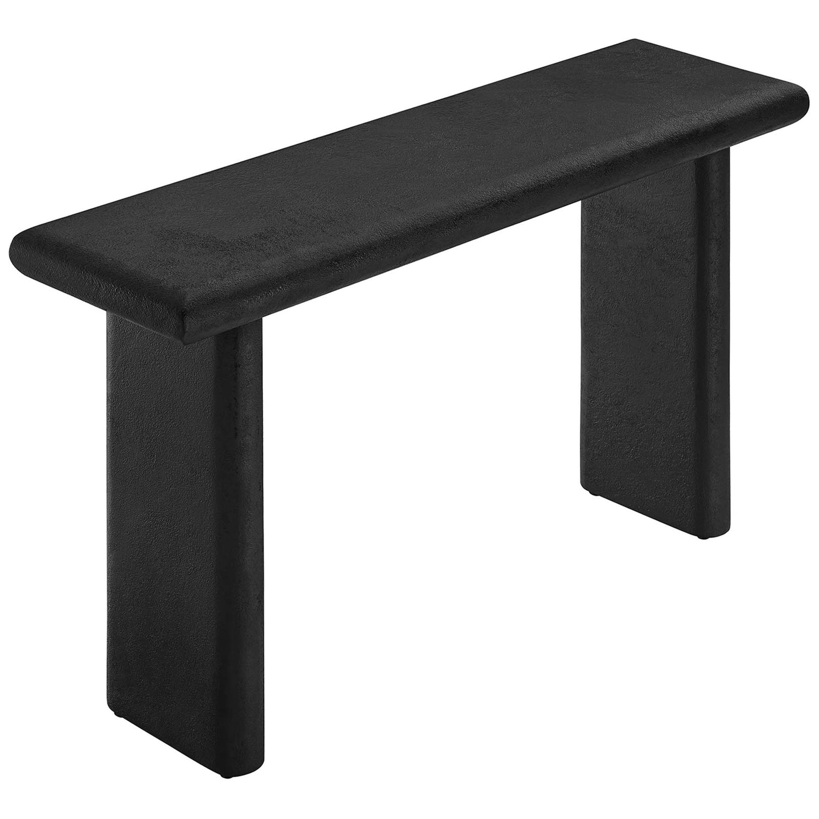 Long, smooth bullnose top highlights the concrete-inspired texture in deep black || EEI-6577-BLK || top_angle_studio