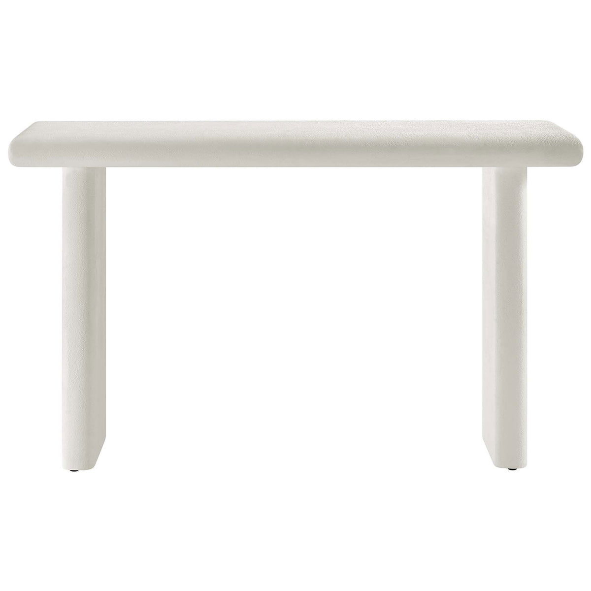 Clean-lined 52-inch console table delivers minimalist symmetry in a versatile white finish || EEI-6577-WHI || front_studio