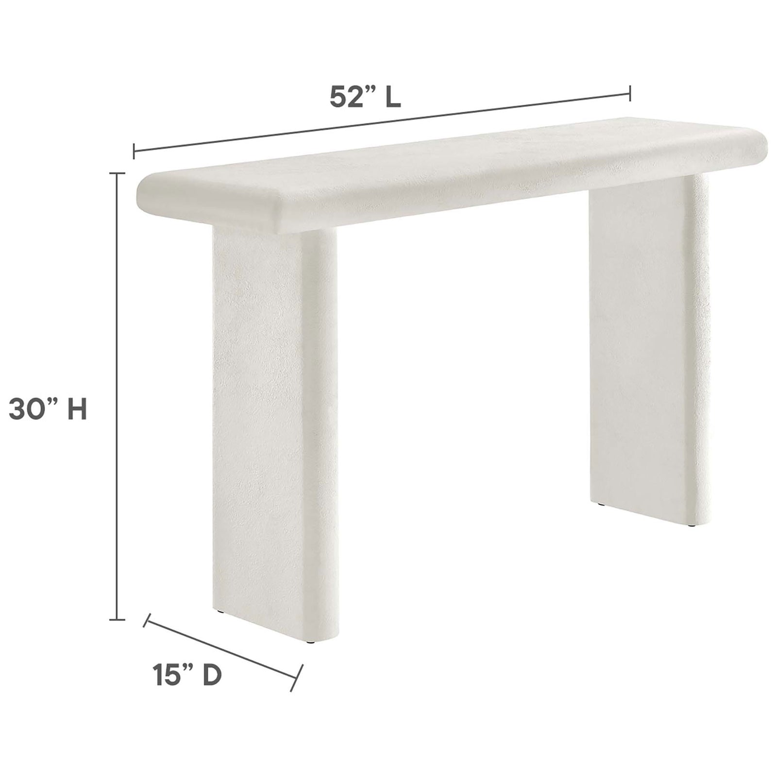 Slim console table sized at 52 by 15 by 30 inches for entryways and living rooms || EEI-6577-WHI || dimension_studio
